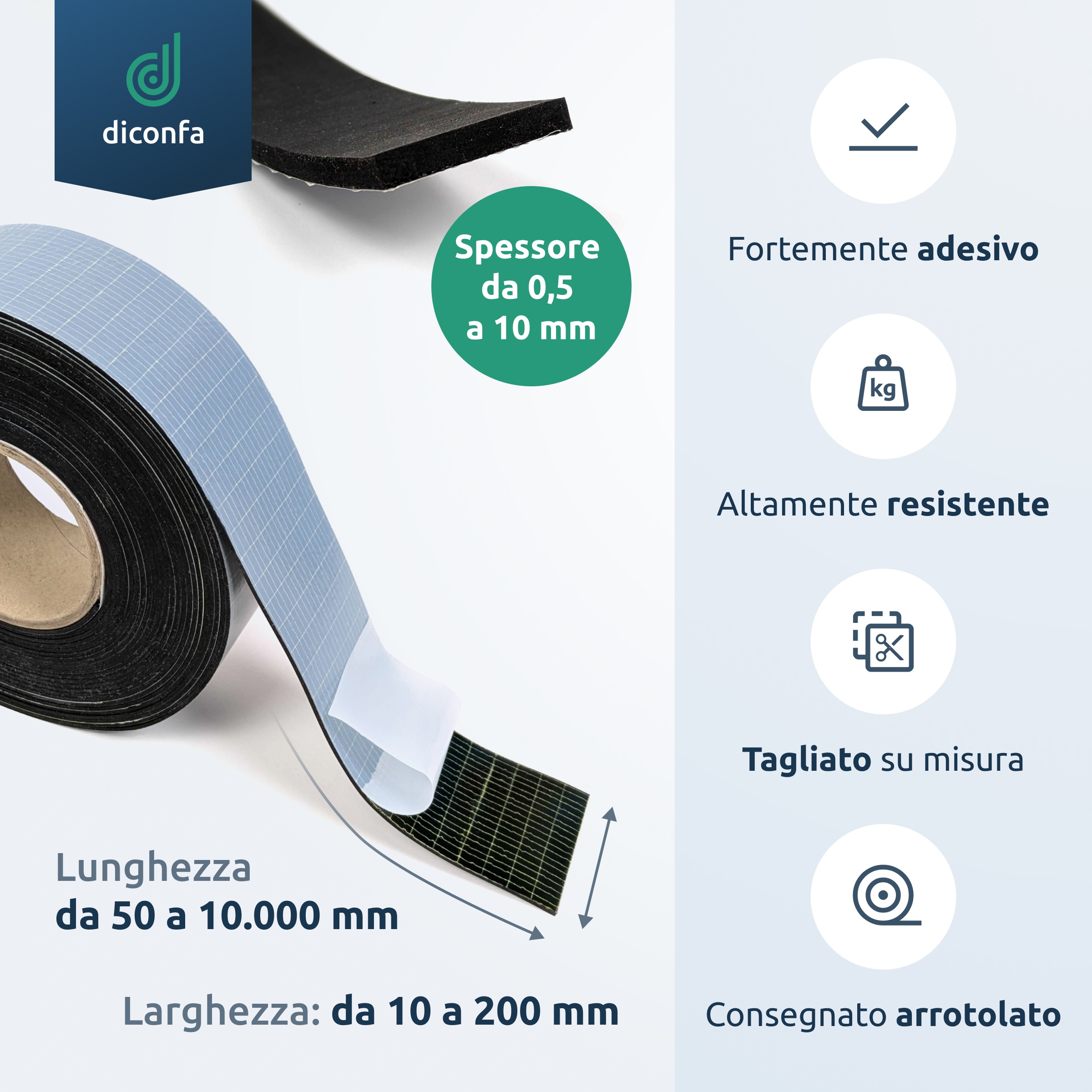 Striscia di gomma autoadesiva su misura