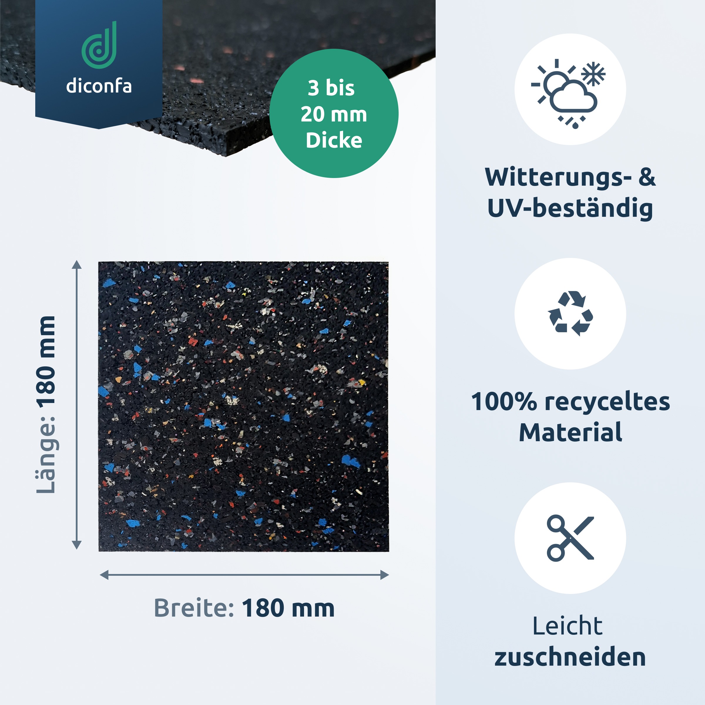 Terrassenpads Gummigranulat 180 x 180 mm