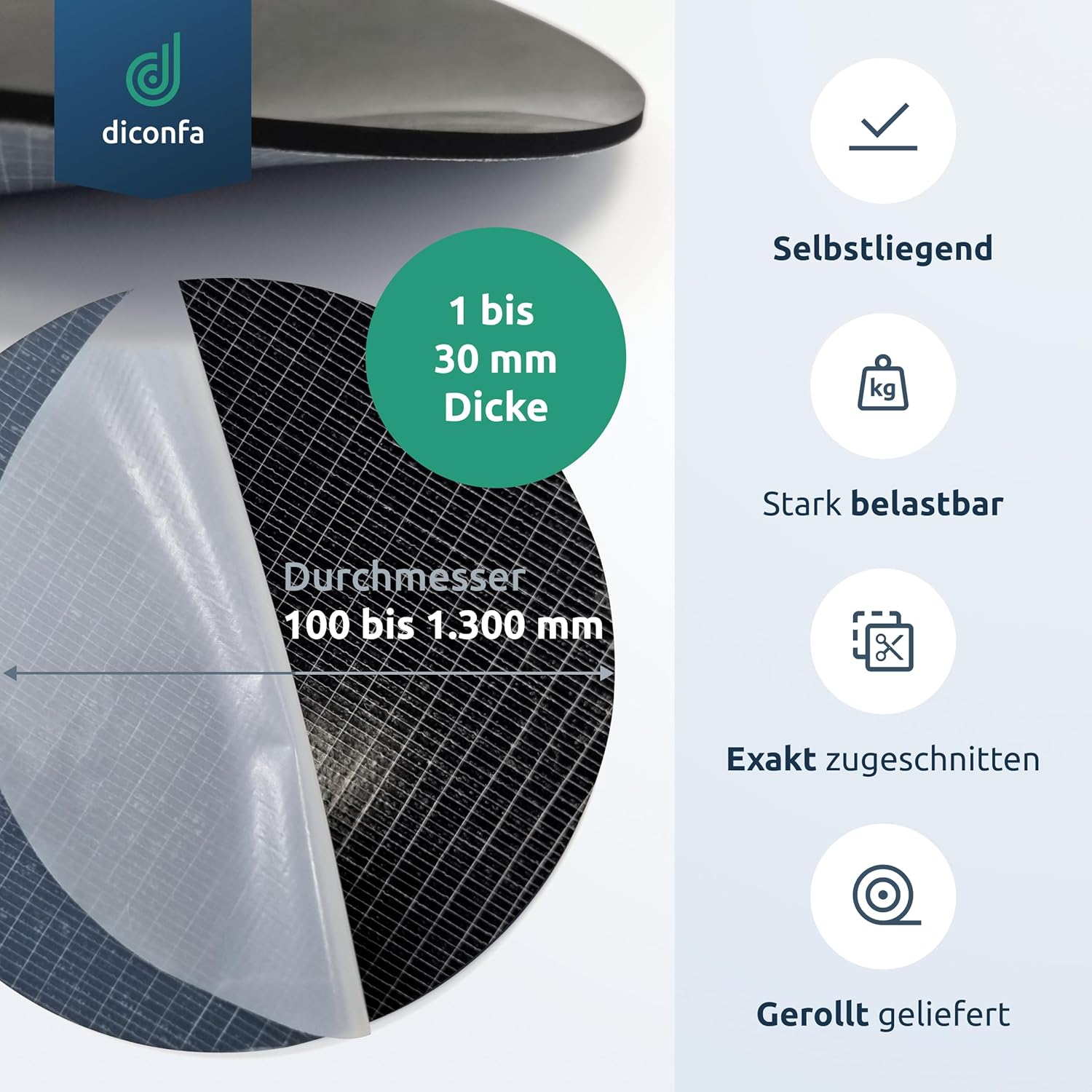 diconfa RUNDE Gummimatte SBR selbstklebend nach Maß