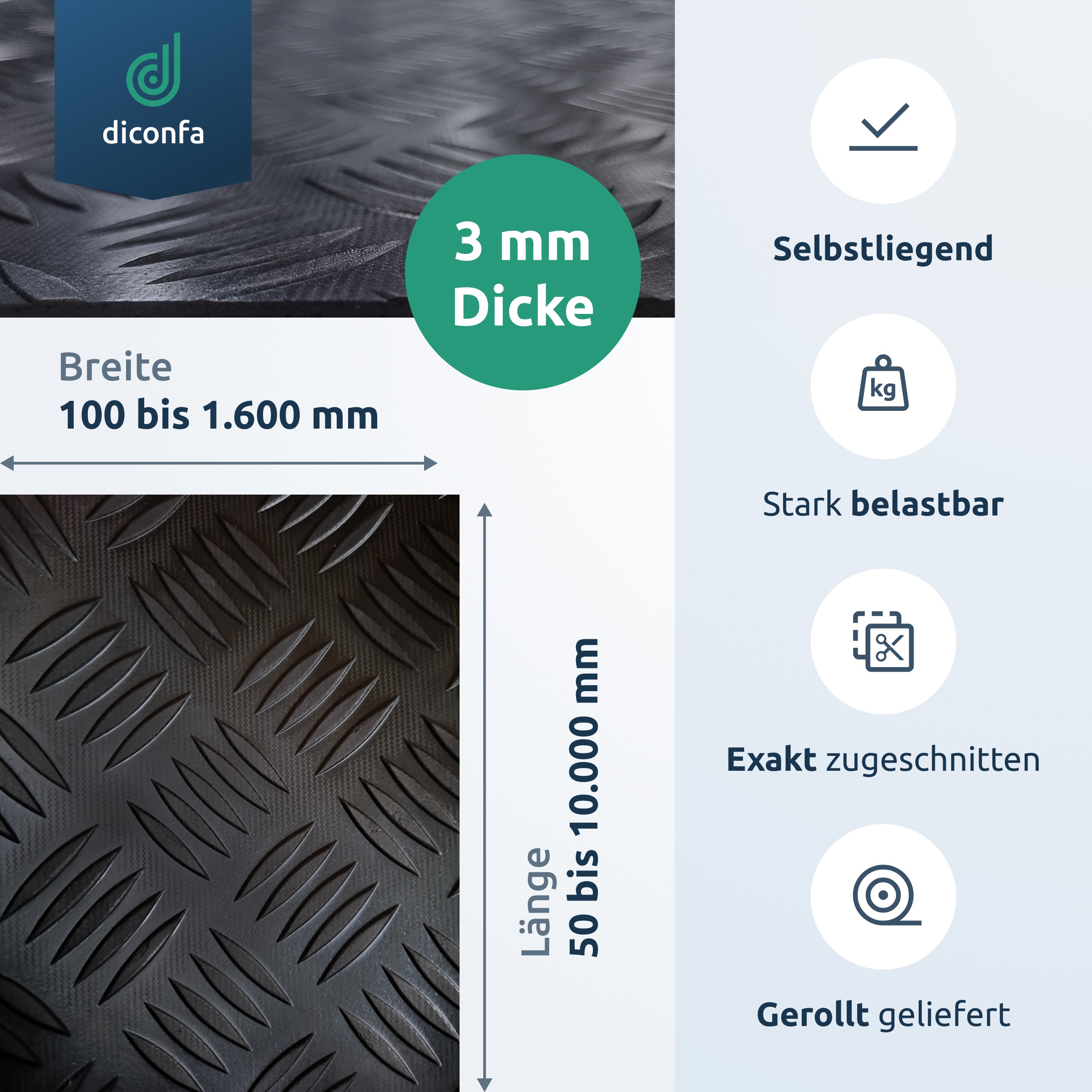 diconfa hammer blow mat 3mm thick made to measure