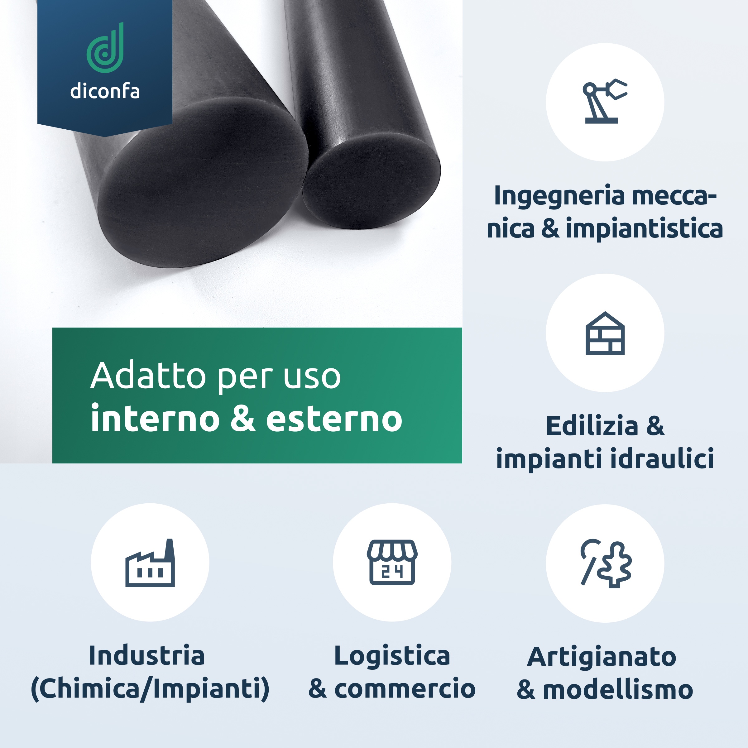 Barra tonda in PVC nero su misura