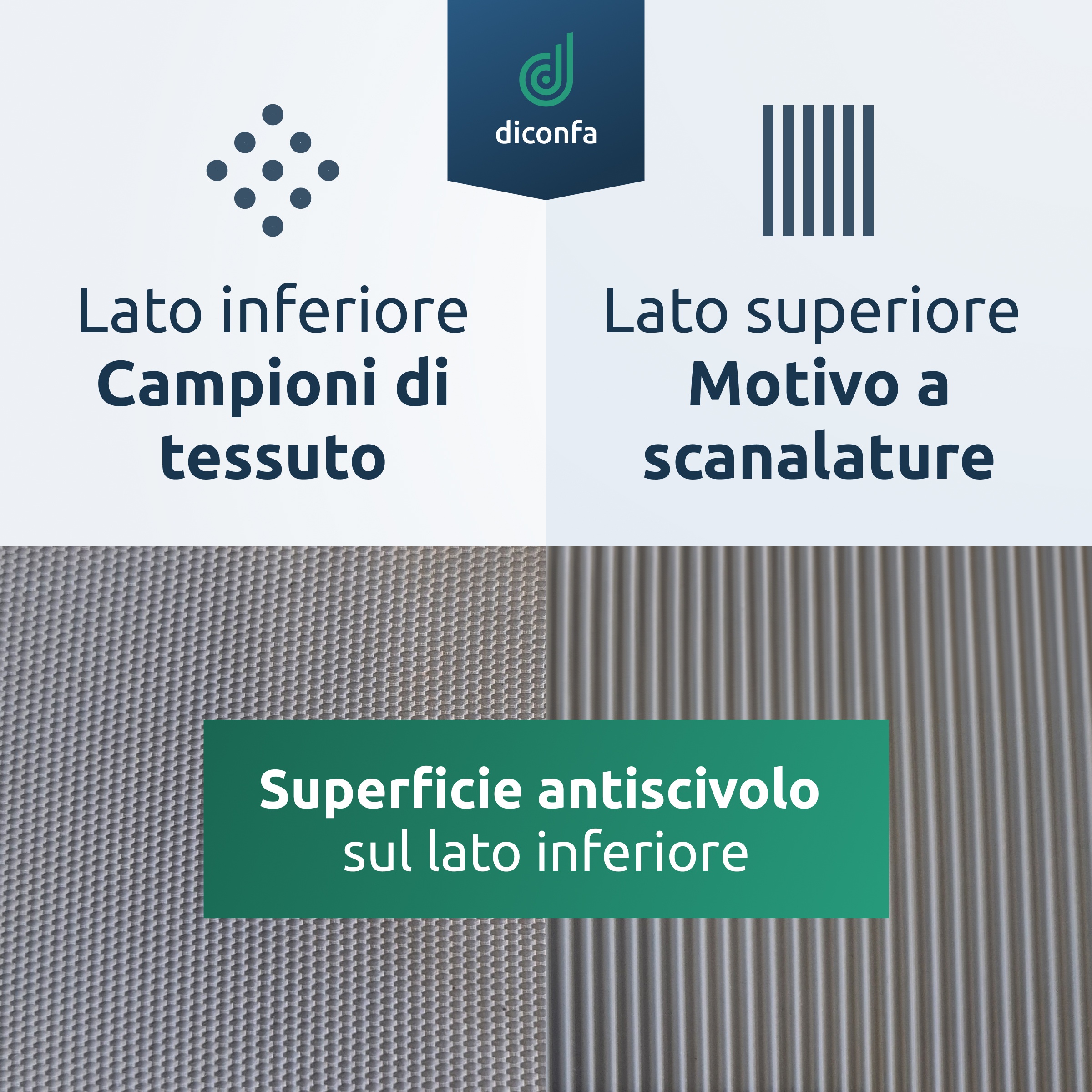 Tappetino in gomma a righe fini 3mm di spessore grigio su misura