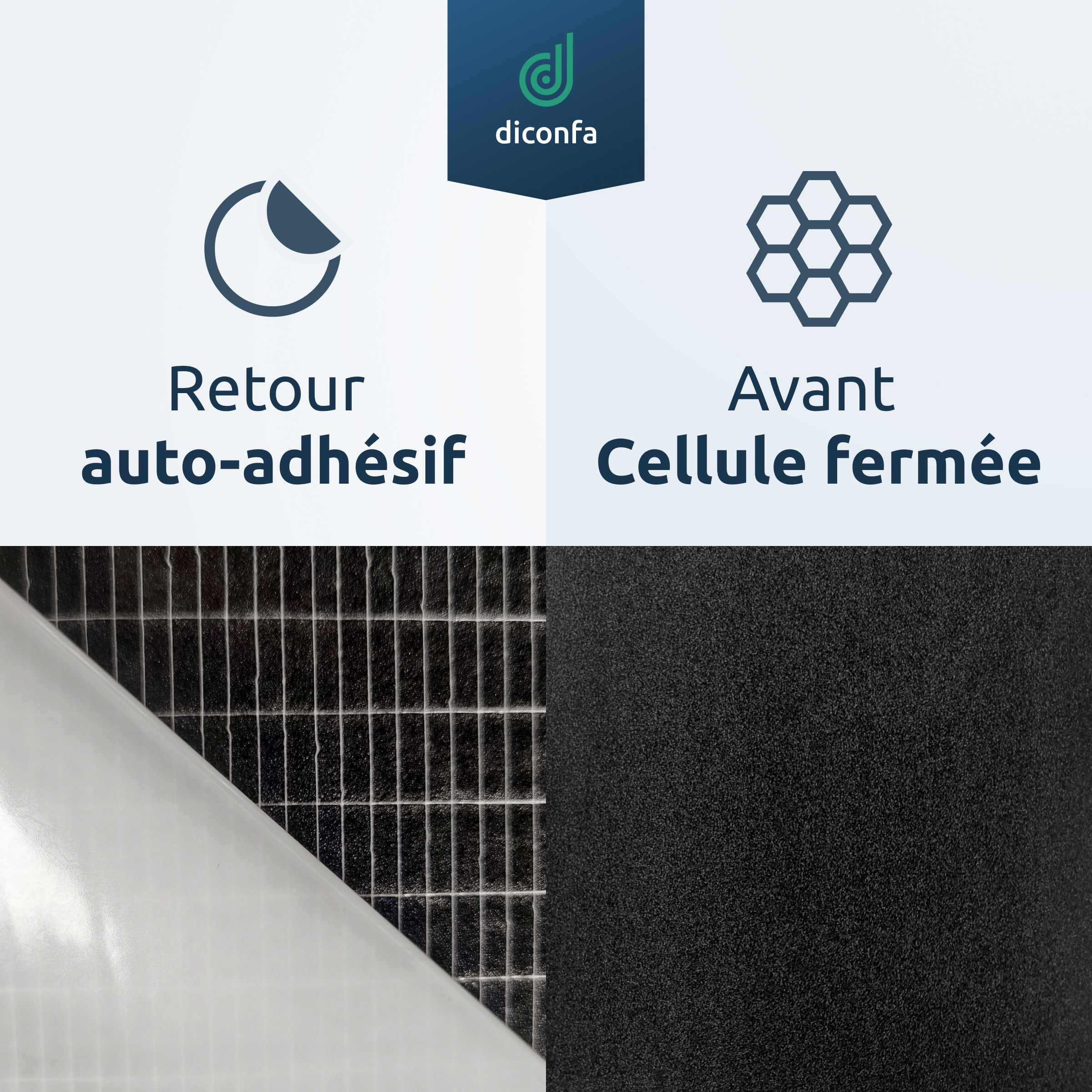 diconfa plaque de mousse en caoutchouc cellulaire EPDM env. DIN A4 – autocollante
