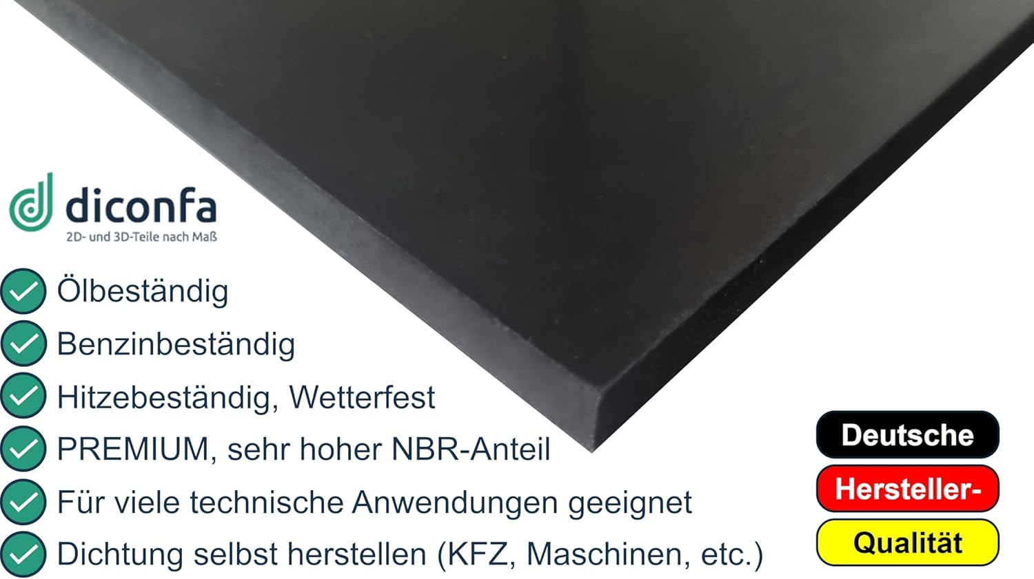 diconfa NBR Gummistreifen ÖL-BESTÄNDIG nach Maß