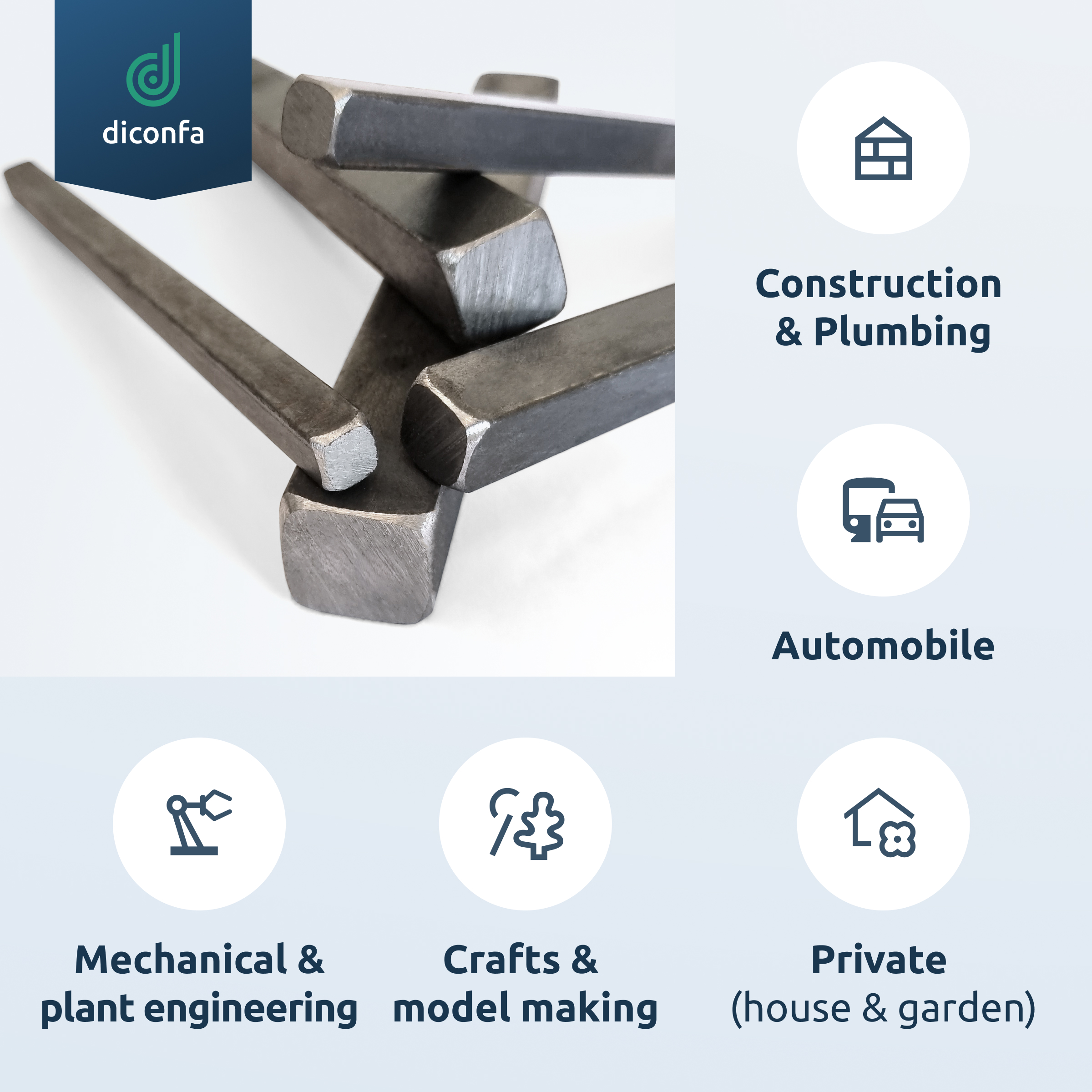 diconfa square steel S235JR ST37 - made to measure