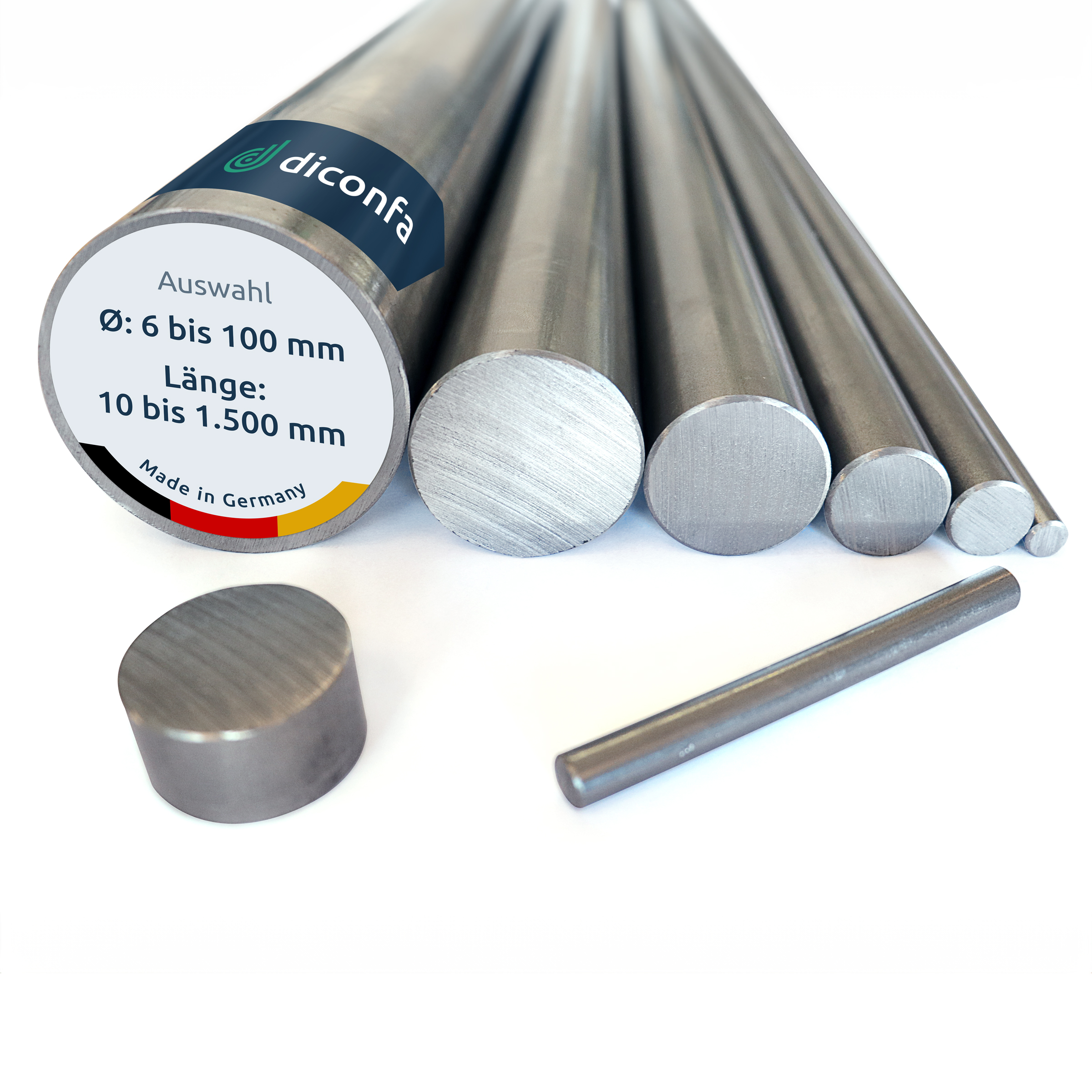 diconfa Rundstahl S355 J2+C - DURCHMESSER 6mm bis 100mm - LÄNGE 10mm bis 2000mm