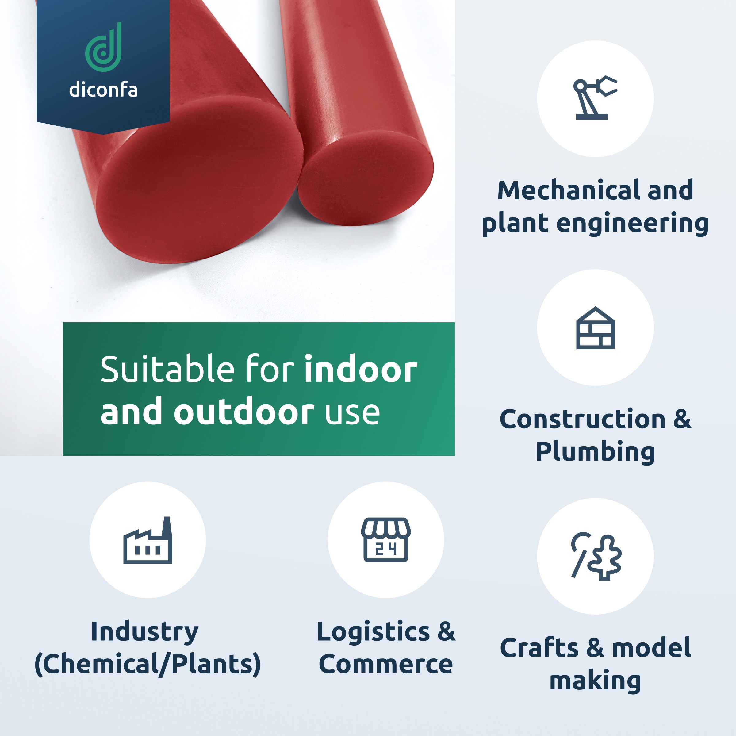 diconfa red PVC Round Rod - made to measure