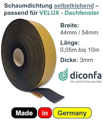 diconfa PROFILINE joint pour fenêtre de toit autocollant, 3 mm d’épaisseur - compatible avec VELUX