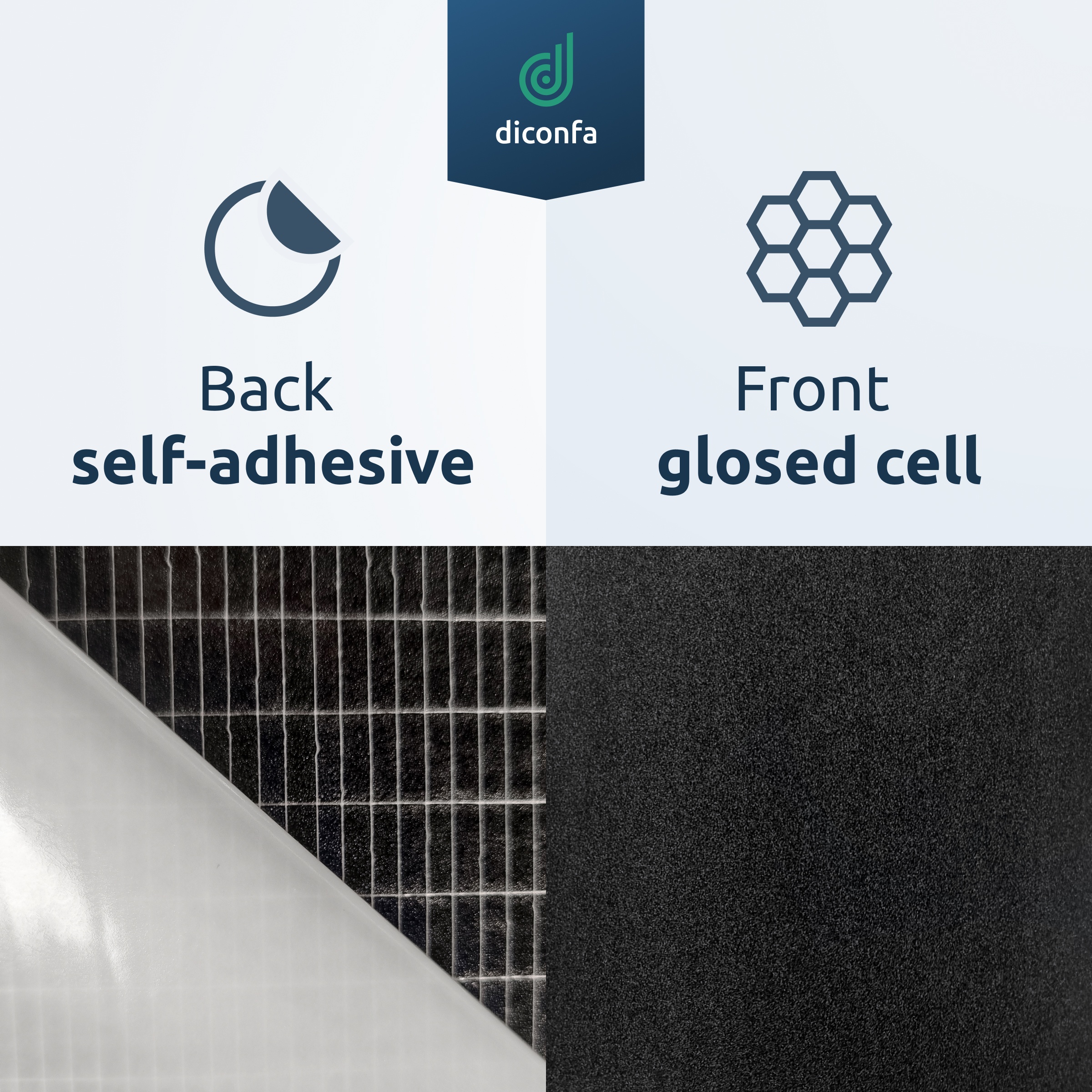 diconfa EPDM cellular rubber foam sheet approx. DIN A4 – self-adhesive