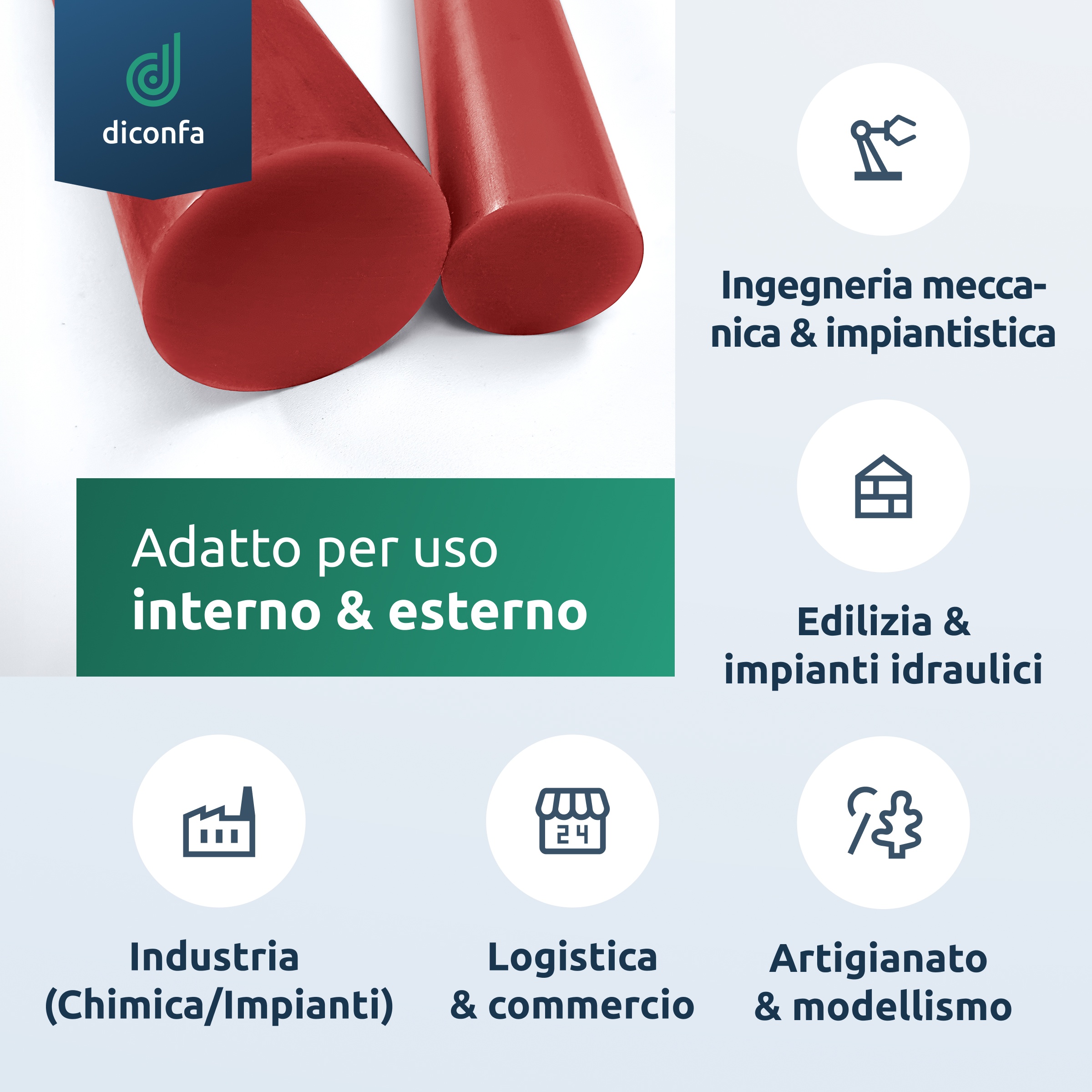 Asta tonda in PVC rossa su misura