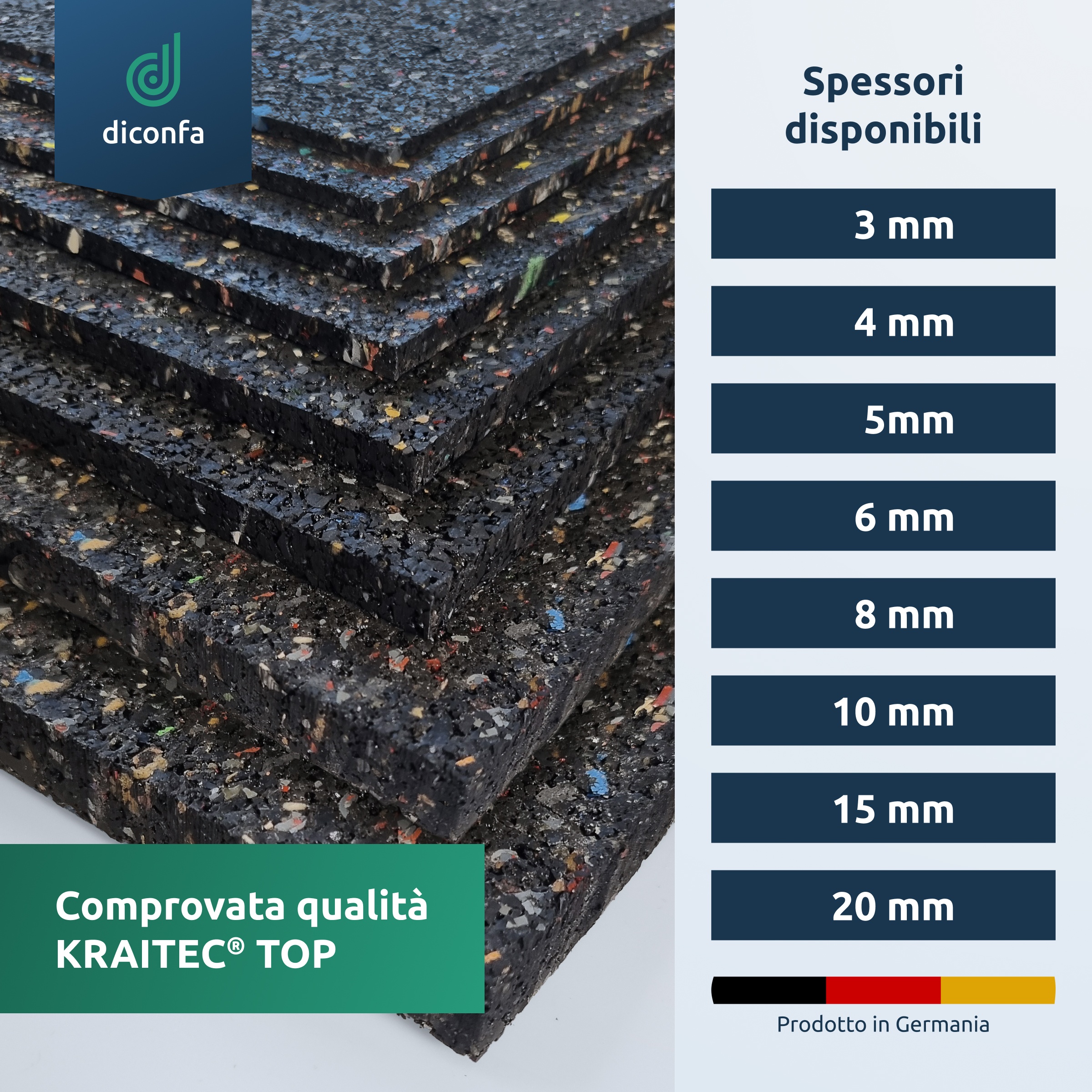 Cuscinetti per terrazze in granulato di gomma 160 x 160 mm