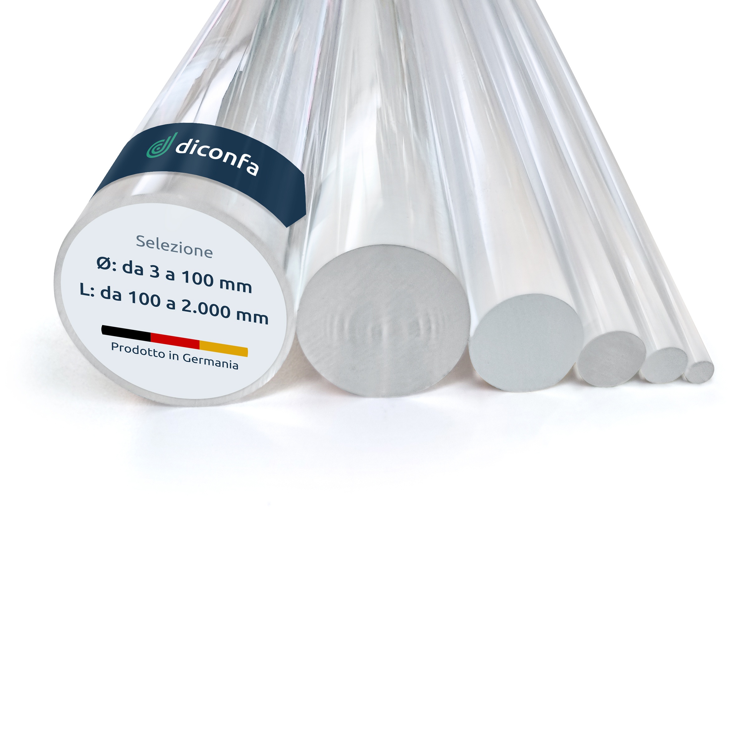 Asta rotonda in plexiglass trasparente su misura