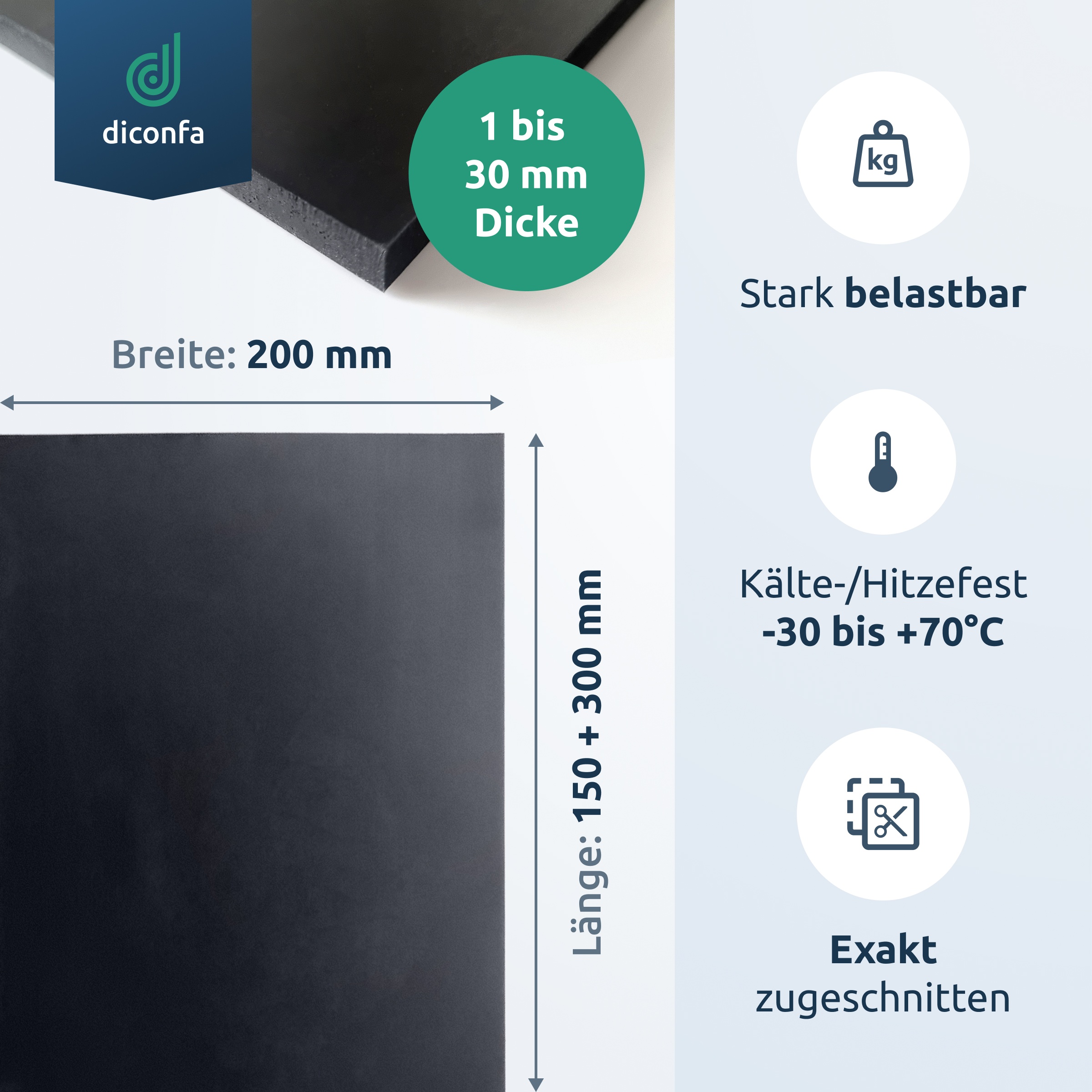 diconfa Gummimatte DIN A4 oder A5 in SBR