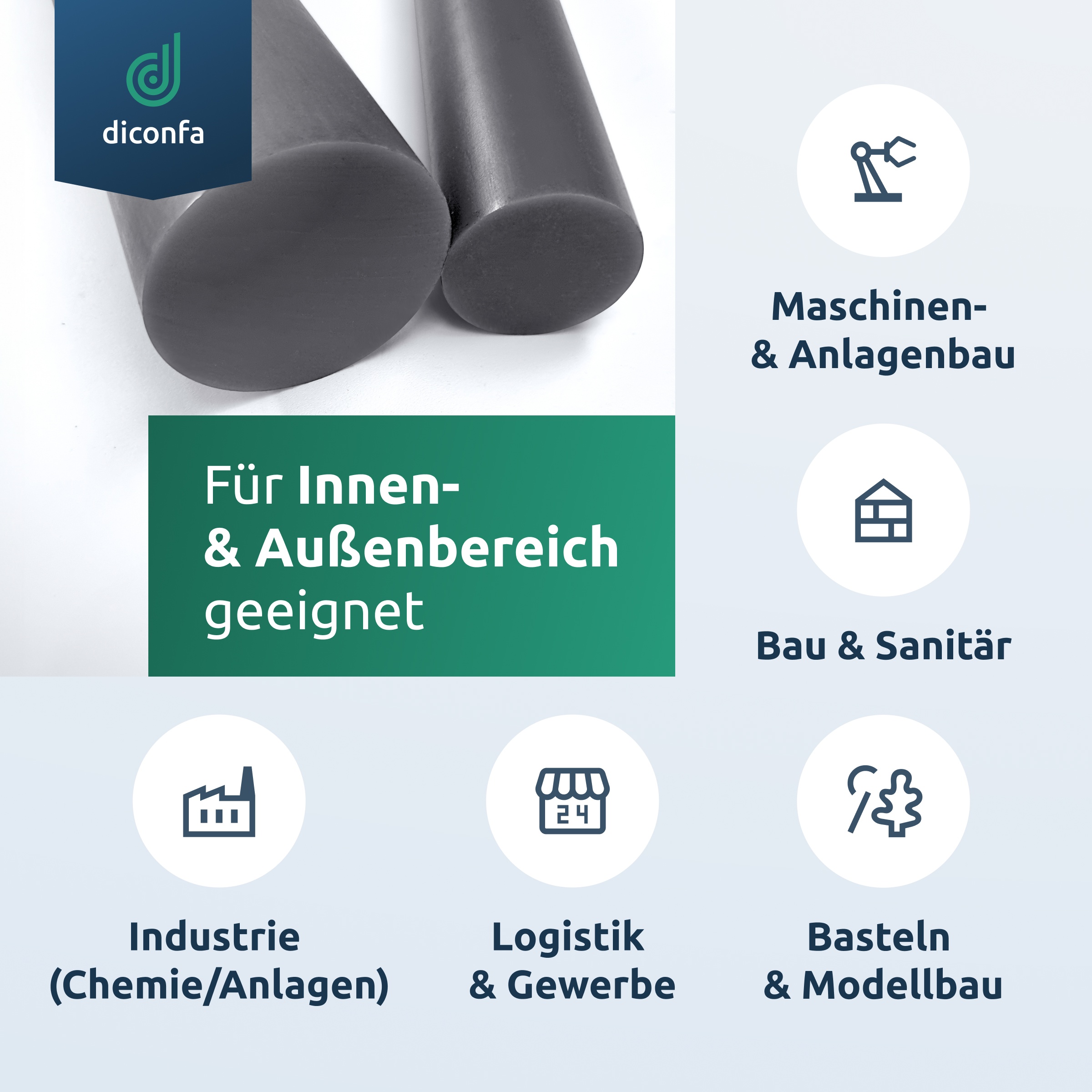 diconfa Hart-PVC Rundstab dunkelgrau nach Maß