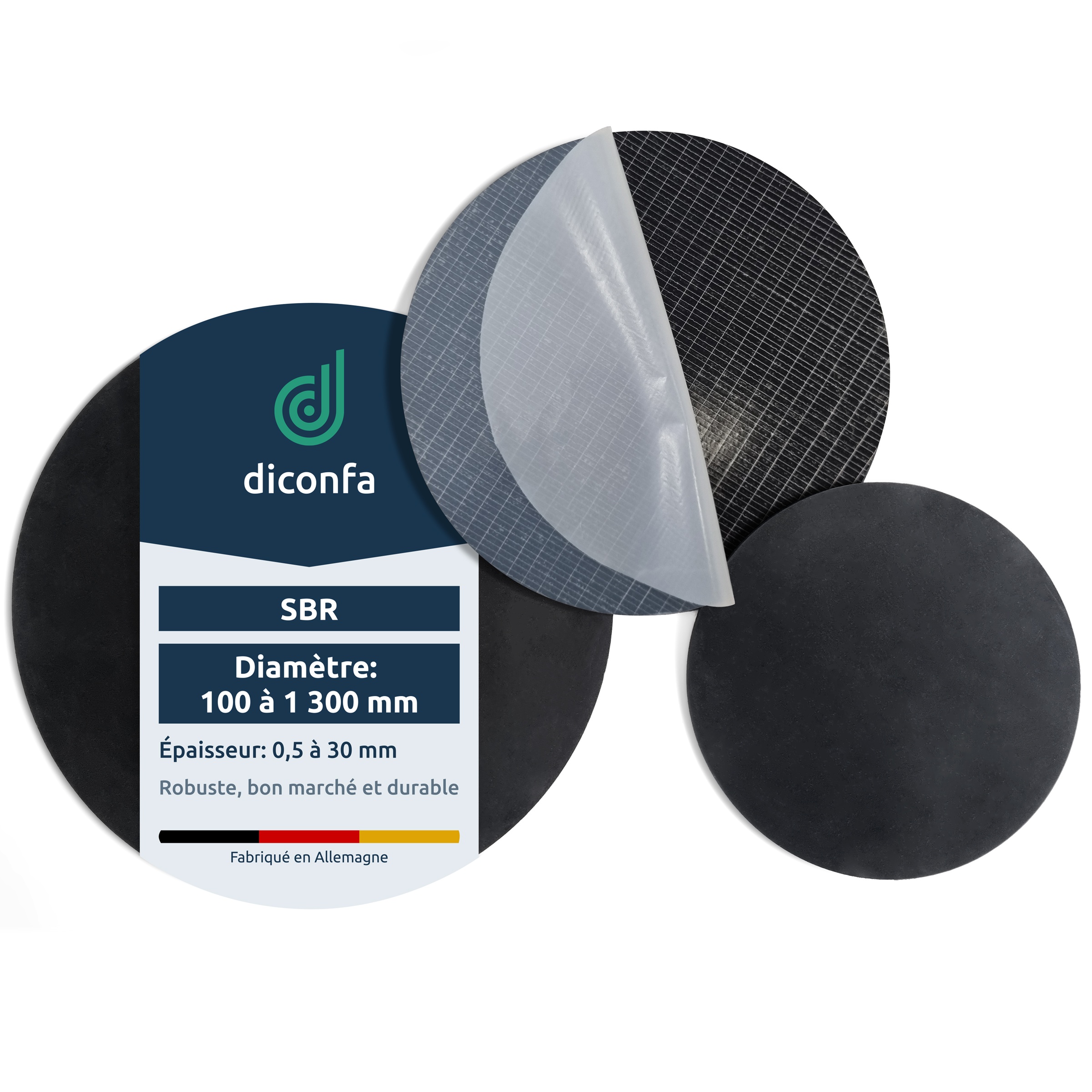 Tapis en caoutchouc rond diconfa SBR sur mesure