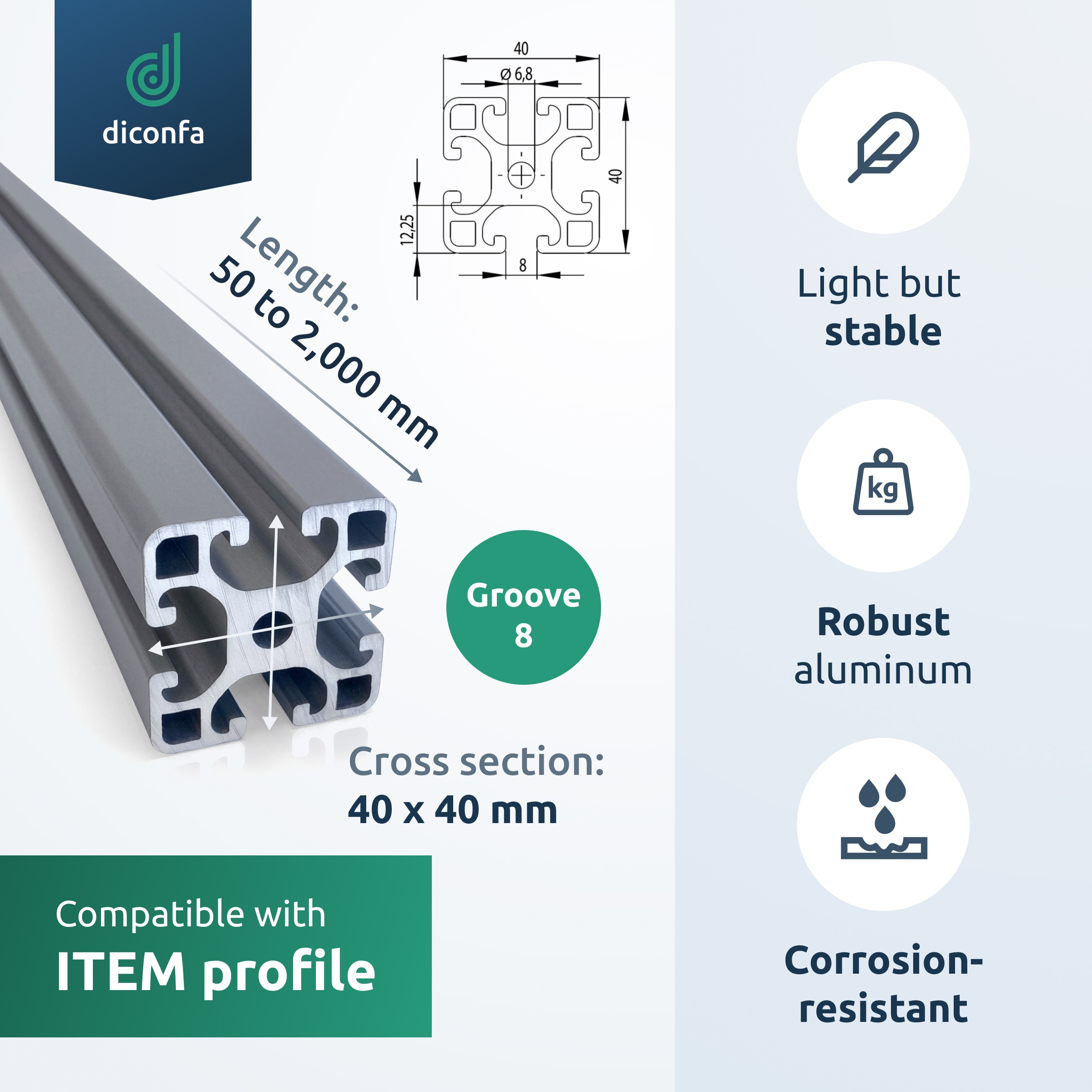 Aluminum profile custom cut in various sizes