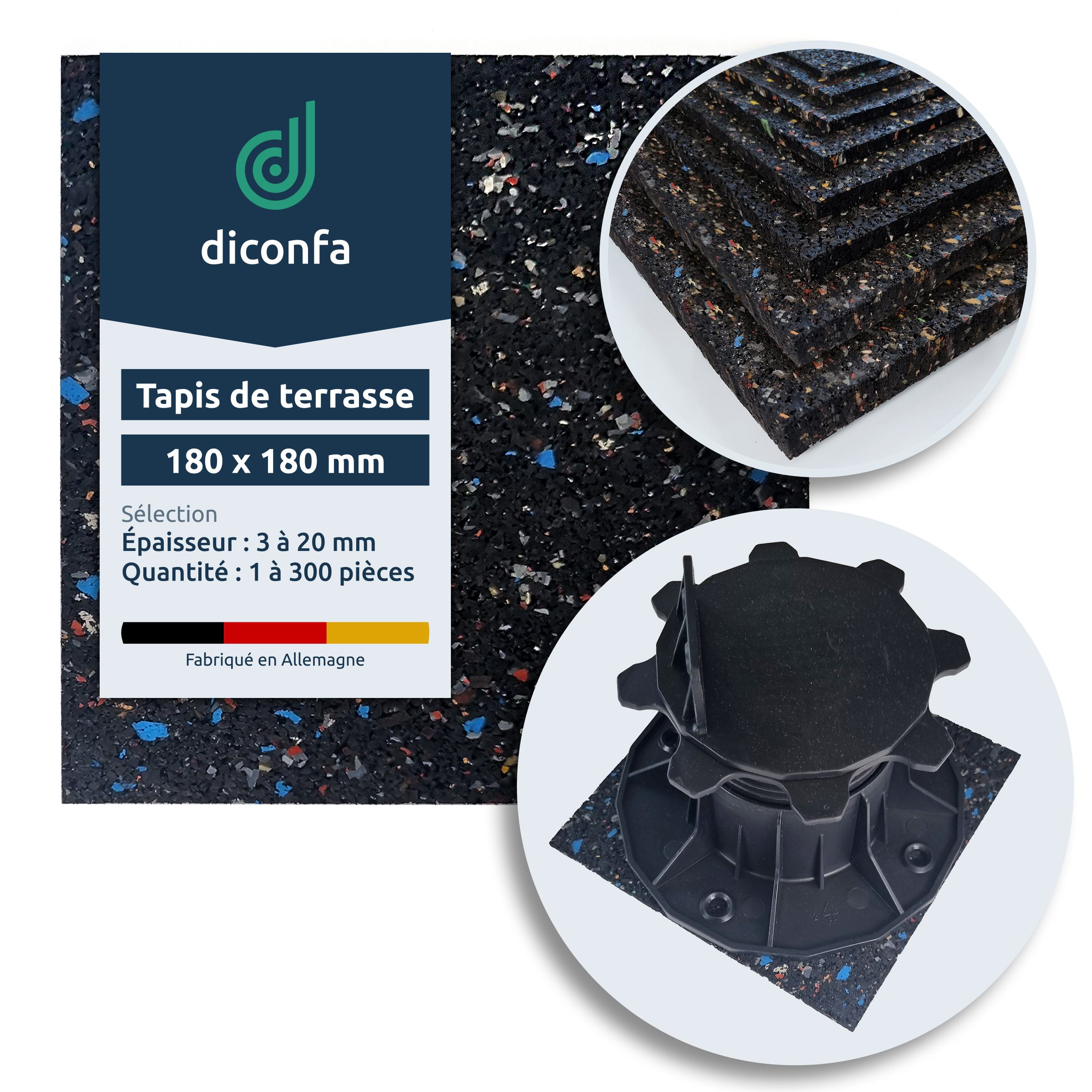 diconfa coussinets de terrasse en granulé de caoutchouc 180 x 180 mm diconfa coussinets de terrasse en granulé de caoutchouc 180 x 180 mm