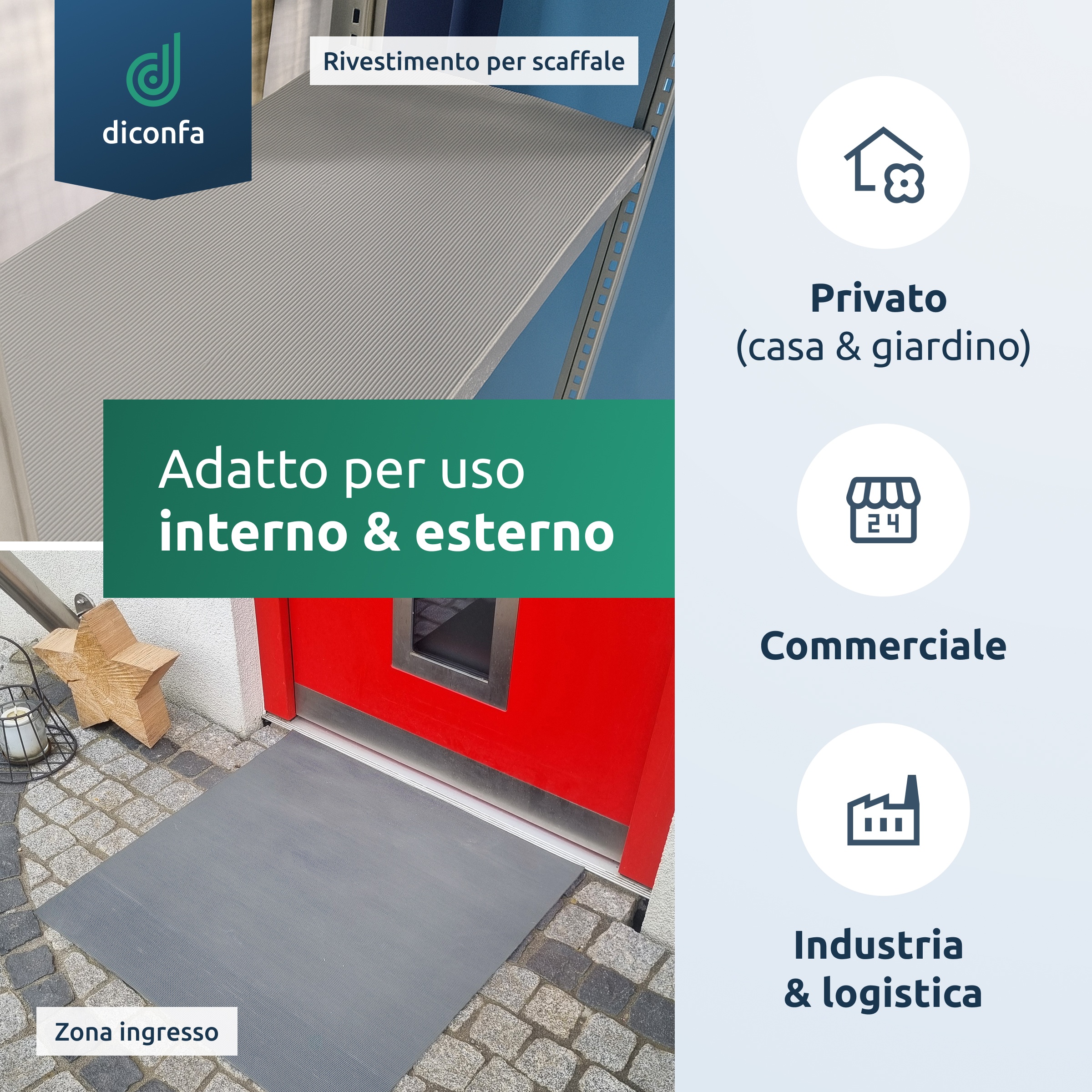 Tappetino in gomma a righe fini 3mm di spessore grigio su misura