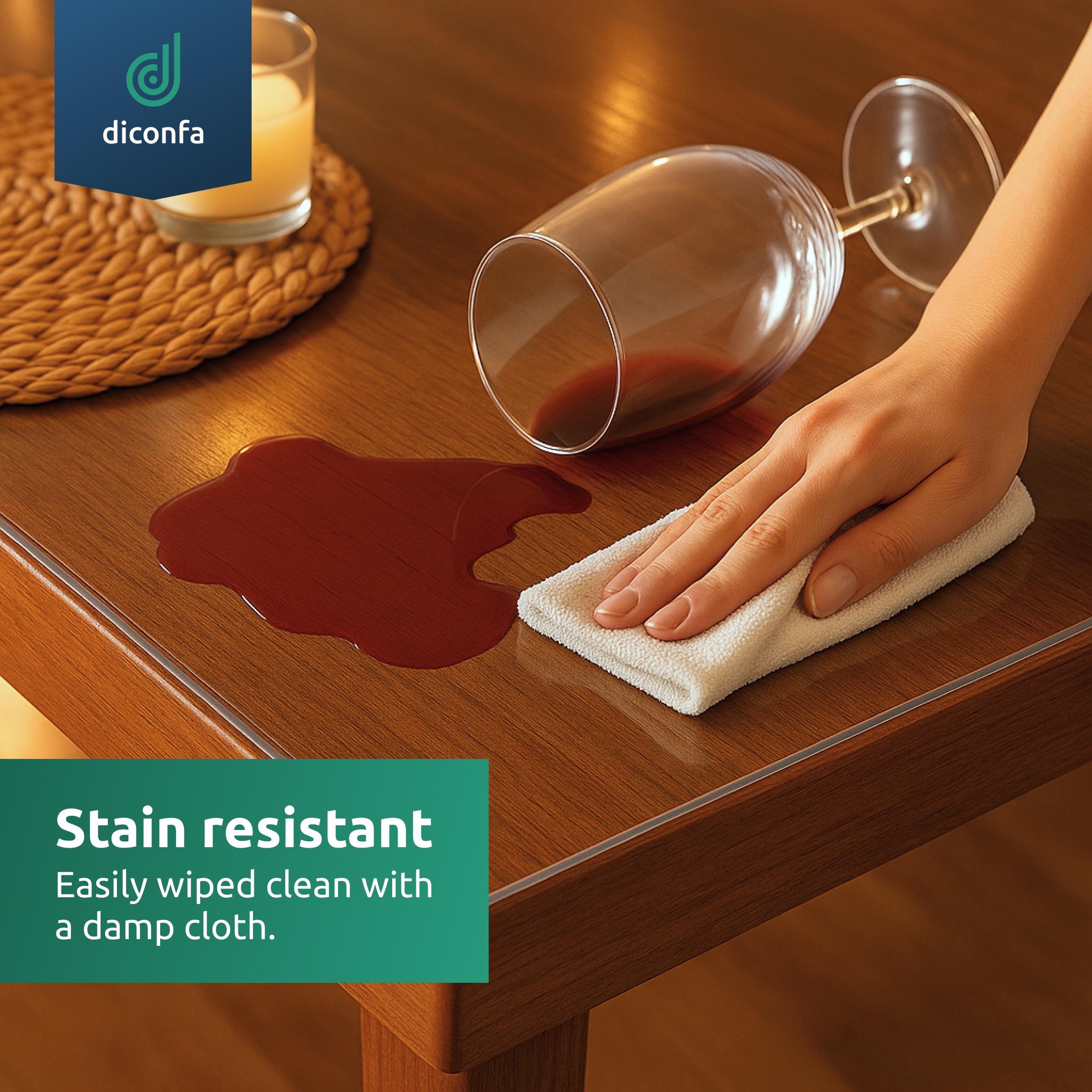 diconfa Tischfolie transparent 45 Grad V-Kante nach Maß