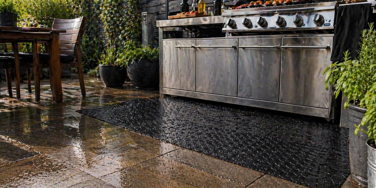 Gummimatte Außenbereich Grillplatz Terrasse