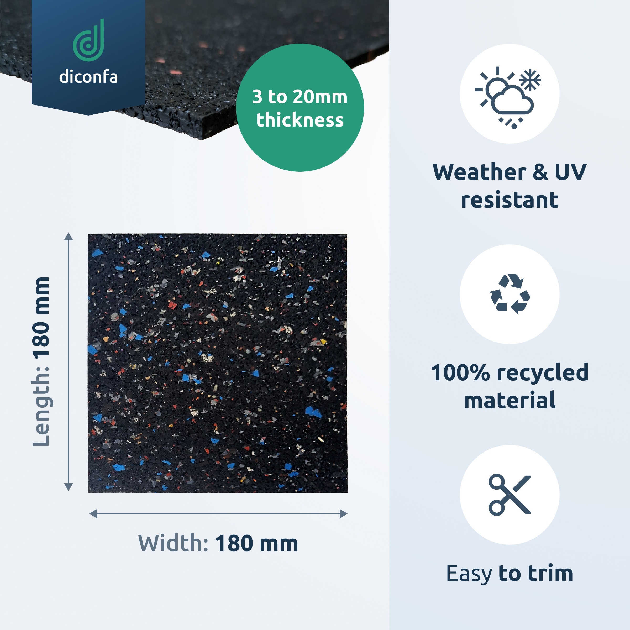 terrace pads made of rubber granulate 180 x 180