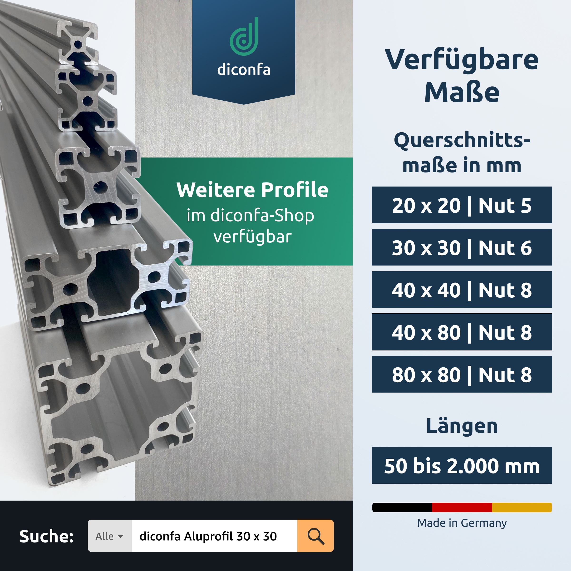 Aluprofil verschiedene Größen nach Maß