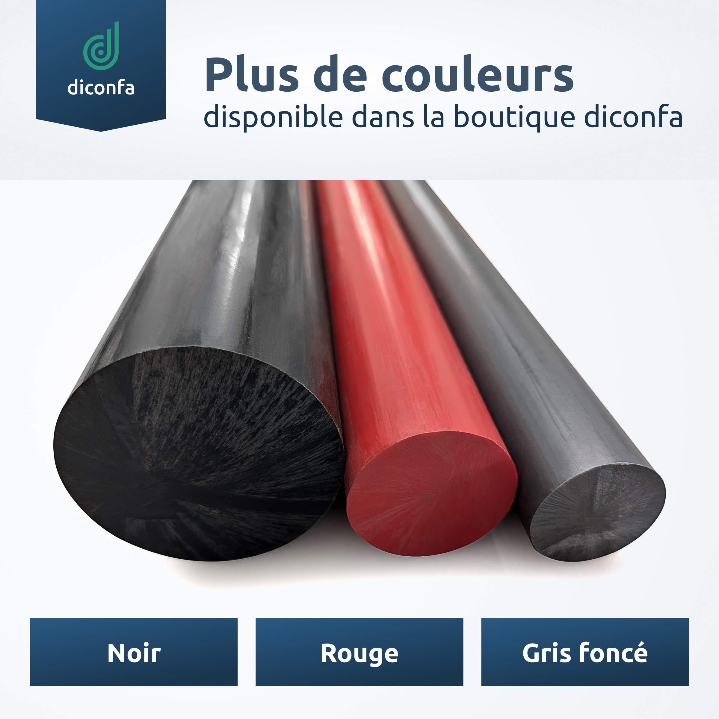 Barre ronde en PVC rigide diconfa gris foncé sur mesure