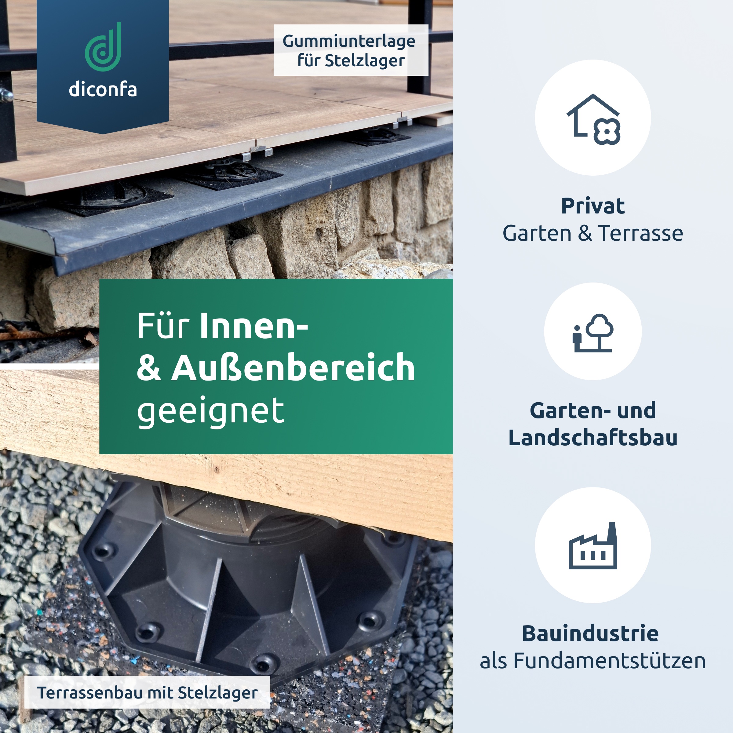 Terrassenpads Gummigranulat 200 x 200 mm