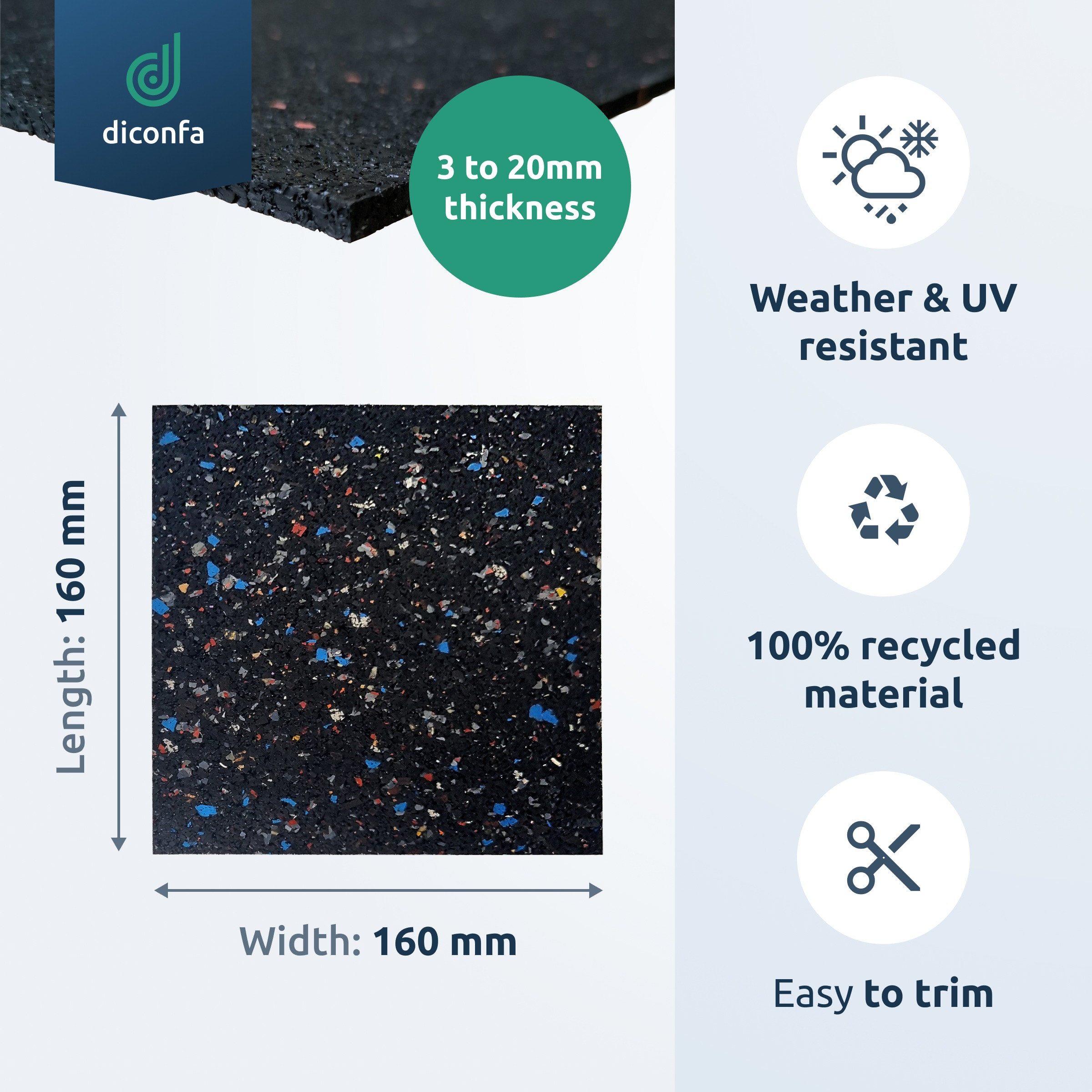 terrace pads made of rubber granulate 160 x 160 mm