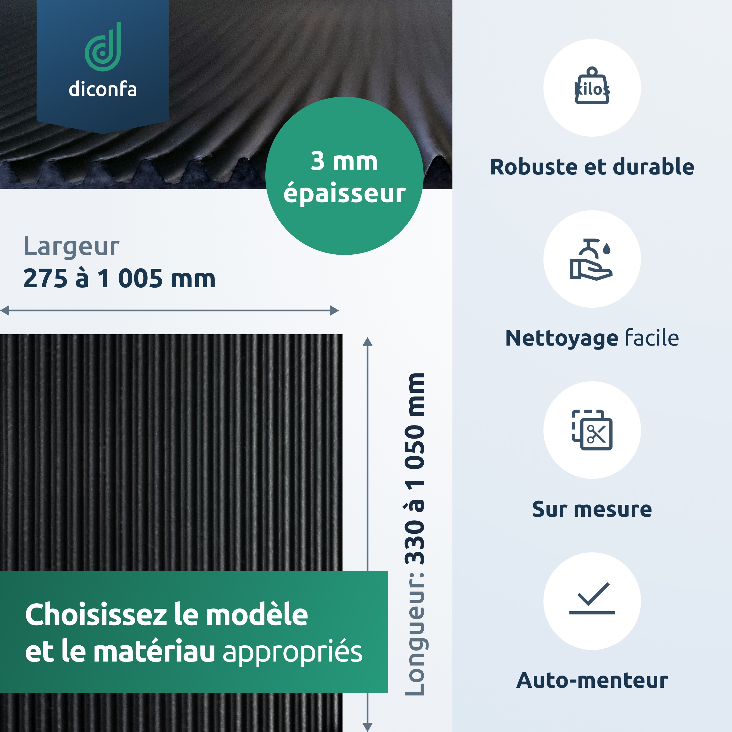 Tapis pour tiroir d’atelier diconfa, différentes tailles – résistant à l’huile ou standard