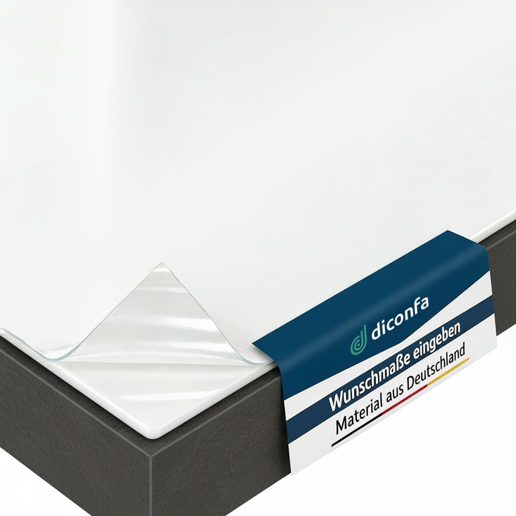 Protezione da tavolo satinata con bordo smussato a 45° su misura