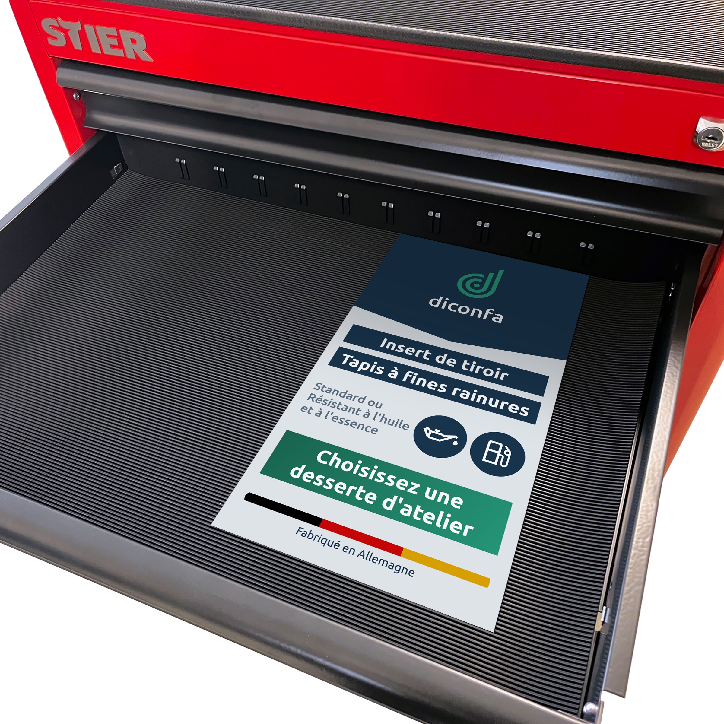 Tapis pour tiroir d’atelier diconfa, différentes tailles – résistant à l’huile ou standard