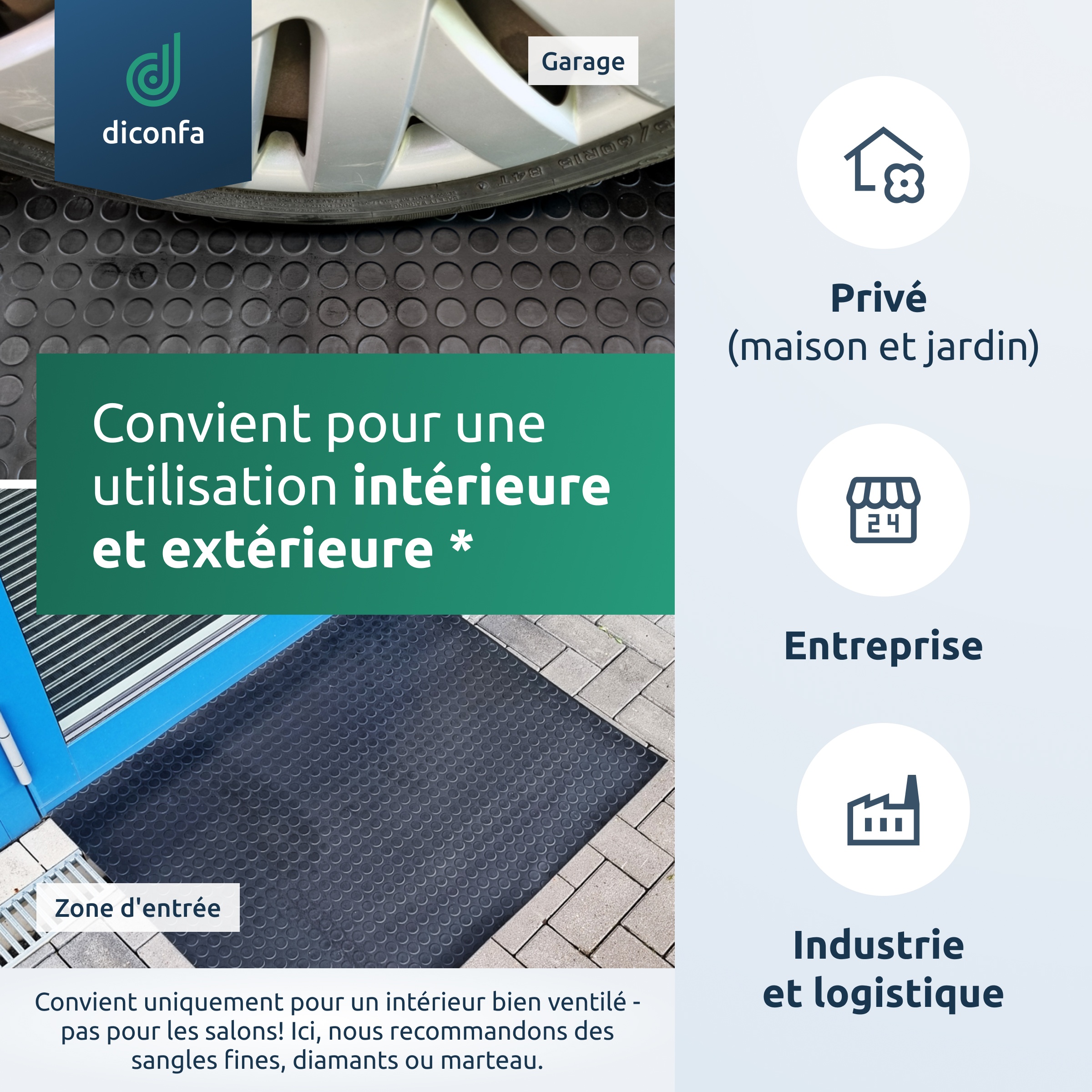 Tapis à picots diconfa Tapis en caoutchouc 3 mm d'épaisseur