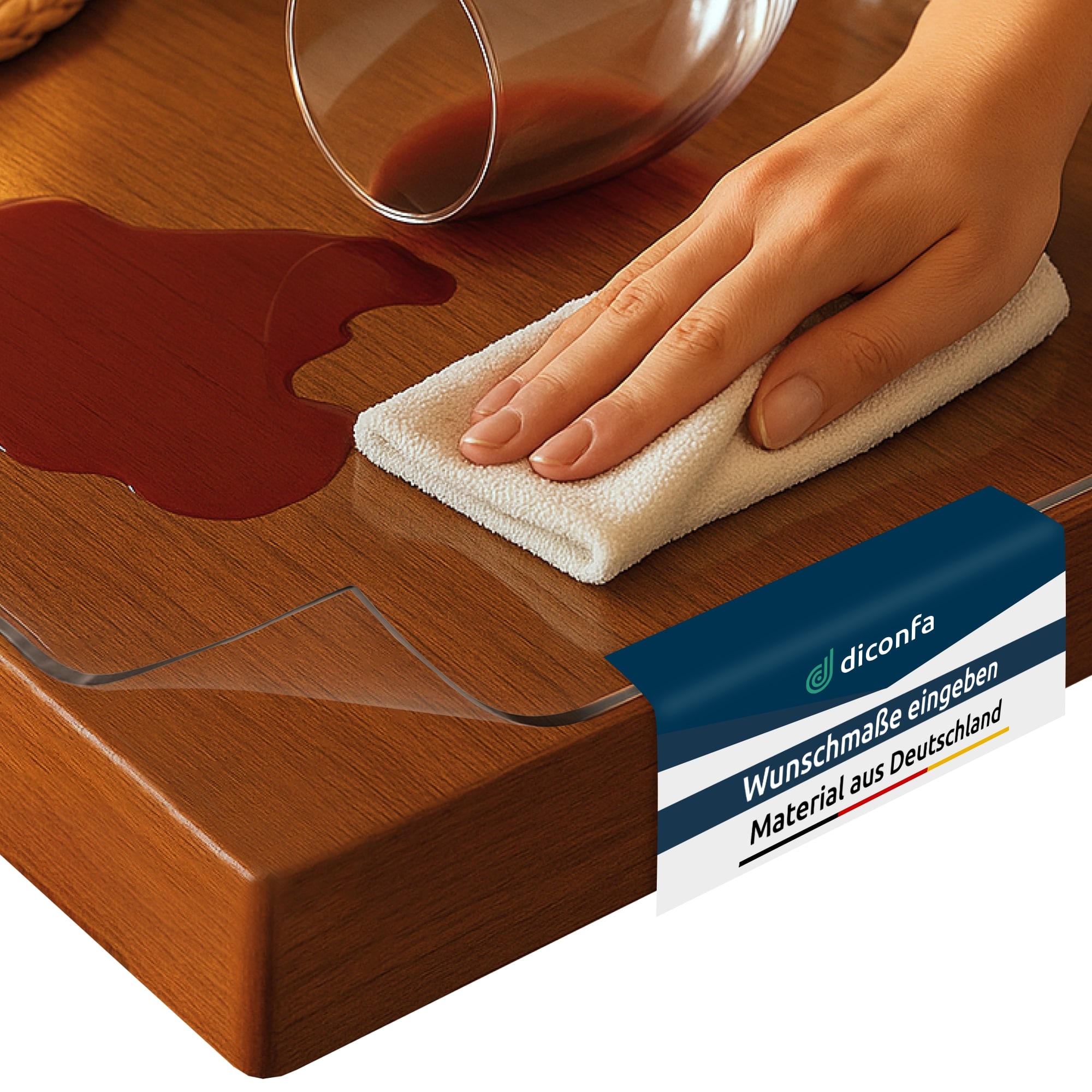 diconfa Tischfolie transparent 45 Grad V-Kante nach Maß