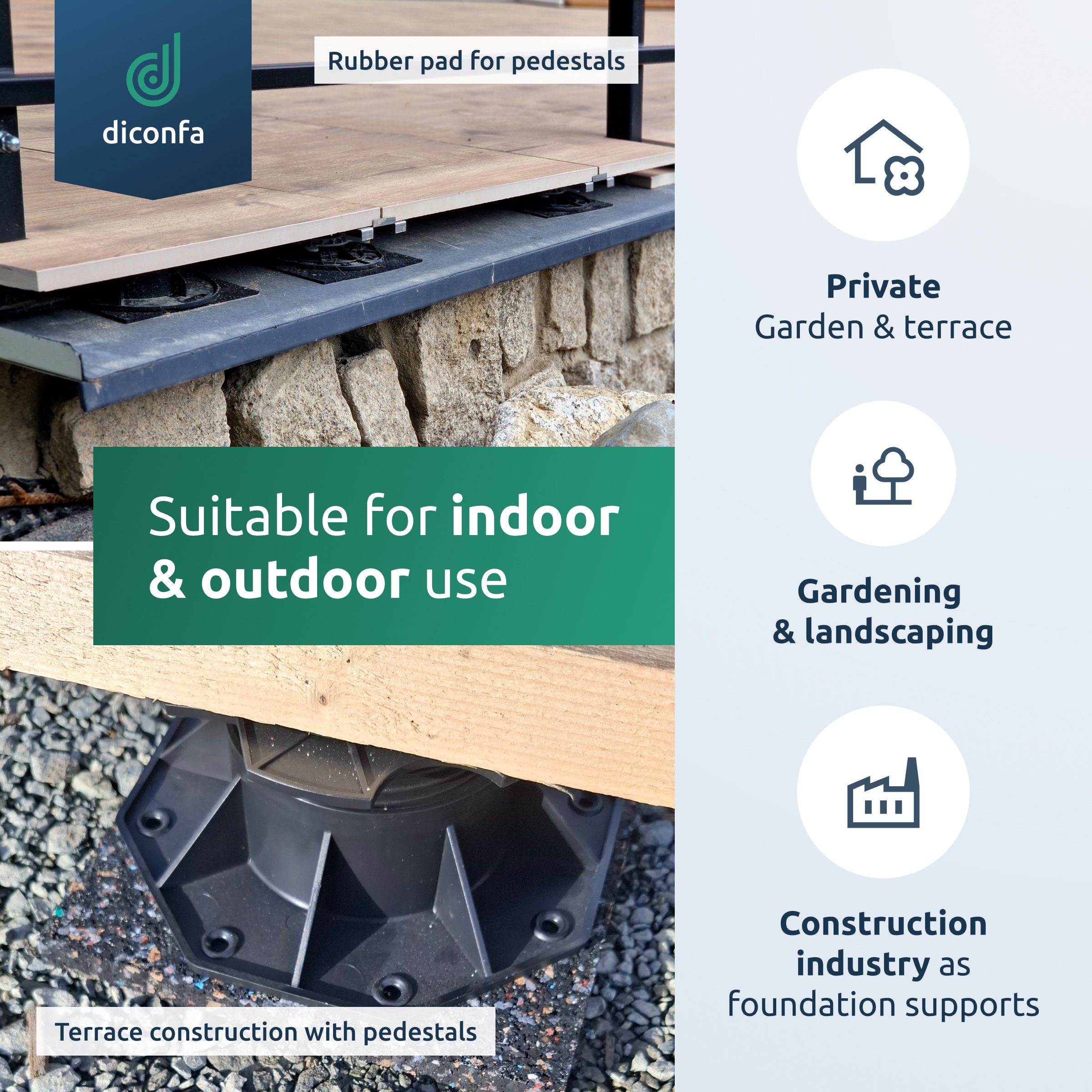 terrace pads made of rubber granulate 160 x 160 mm