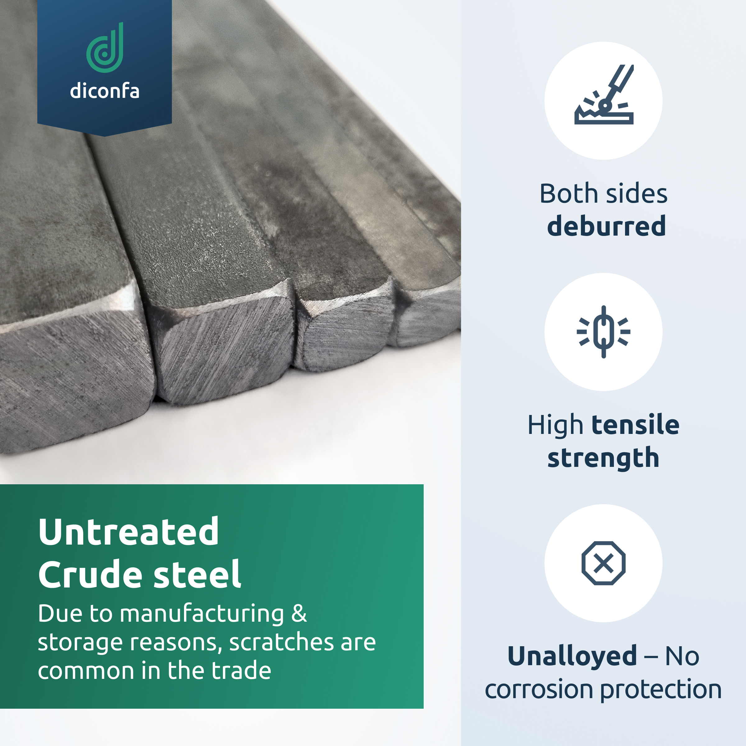 diconfa square steel S235JR ST37 - made to measure