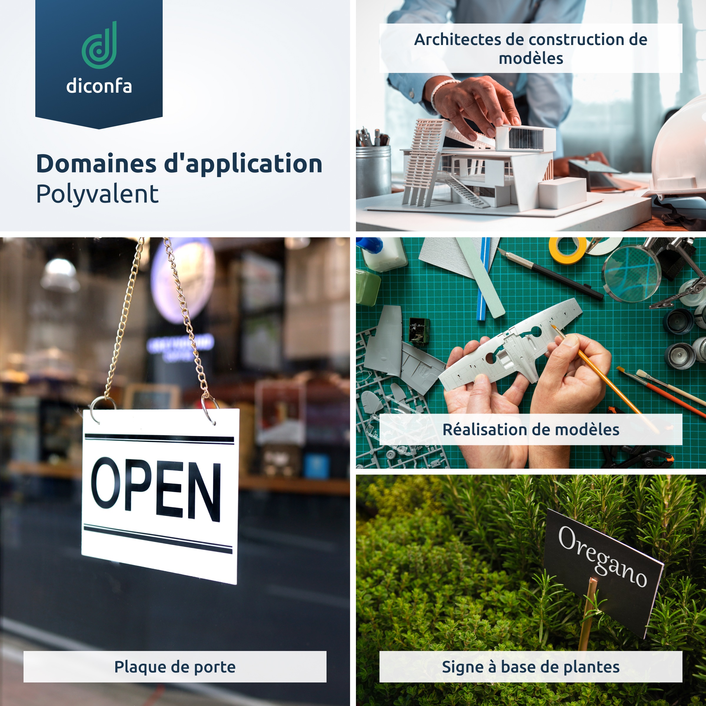 diconfa plaque en plastique polystyrène noir