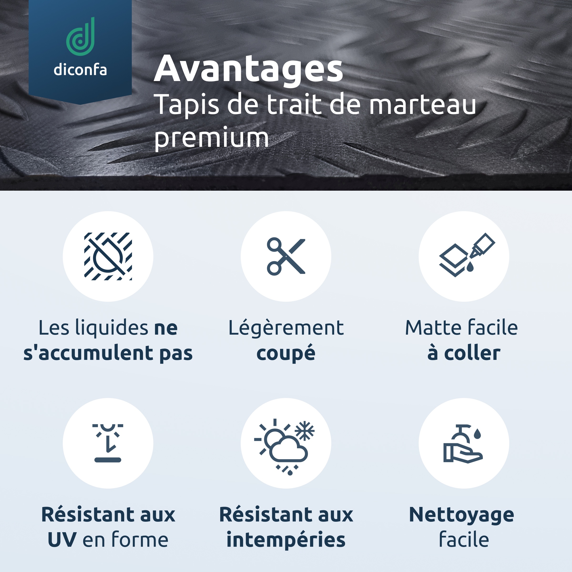 Tapis martelé diconfa, épaisseur 3 mm, sur mesure
