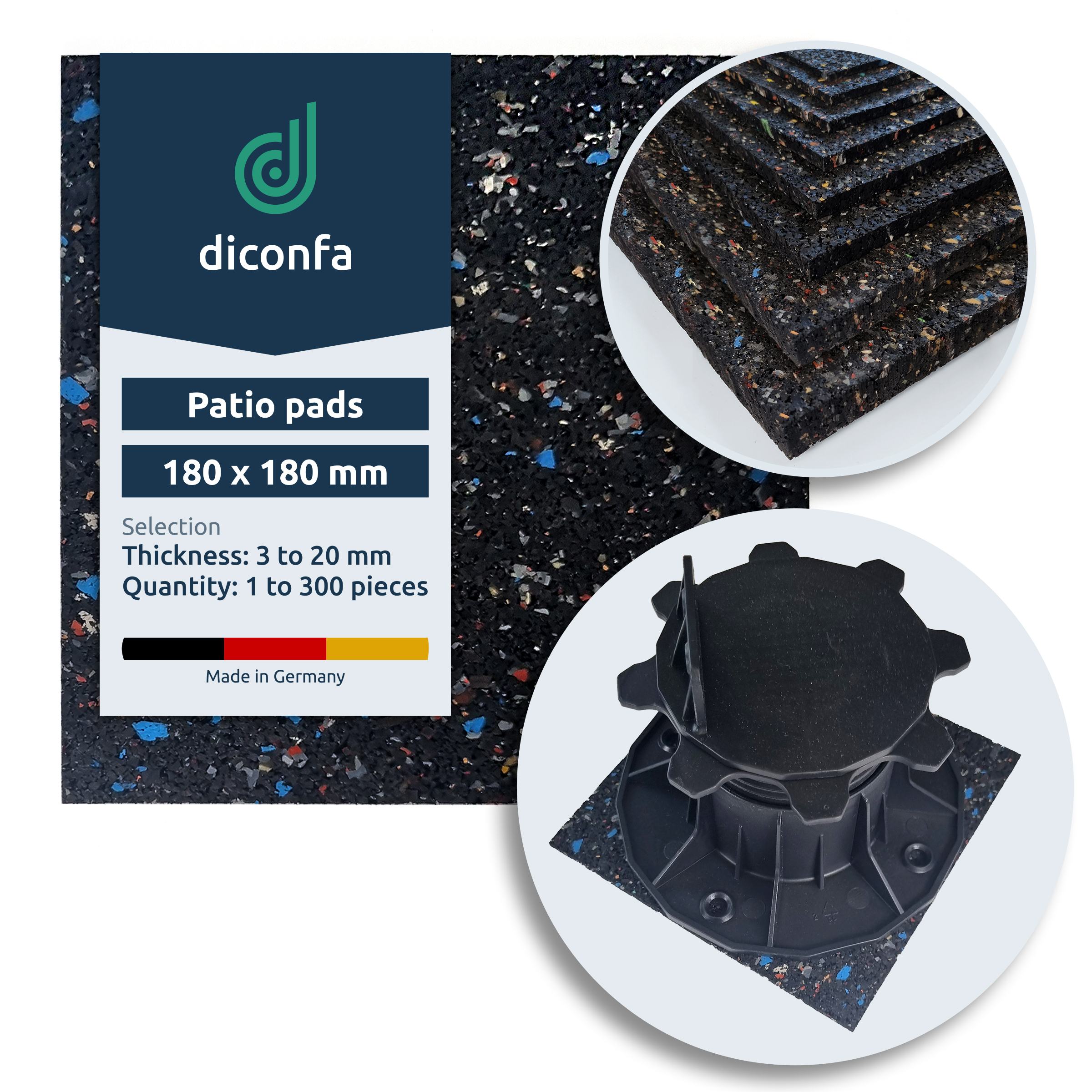 diconfa terrace pads made of rubber granulate 180 x 180