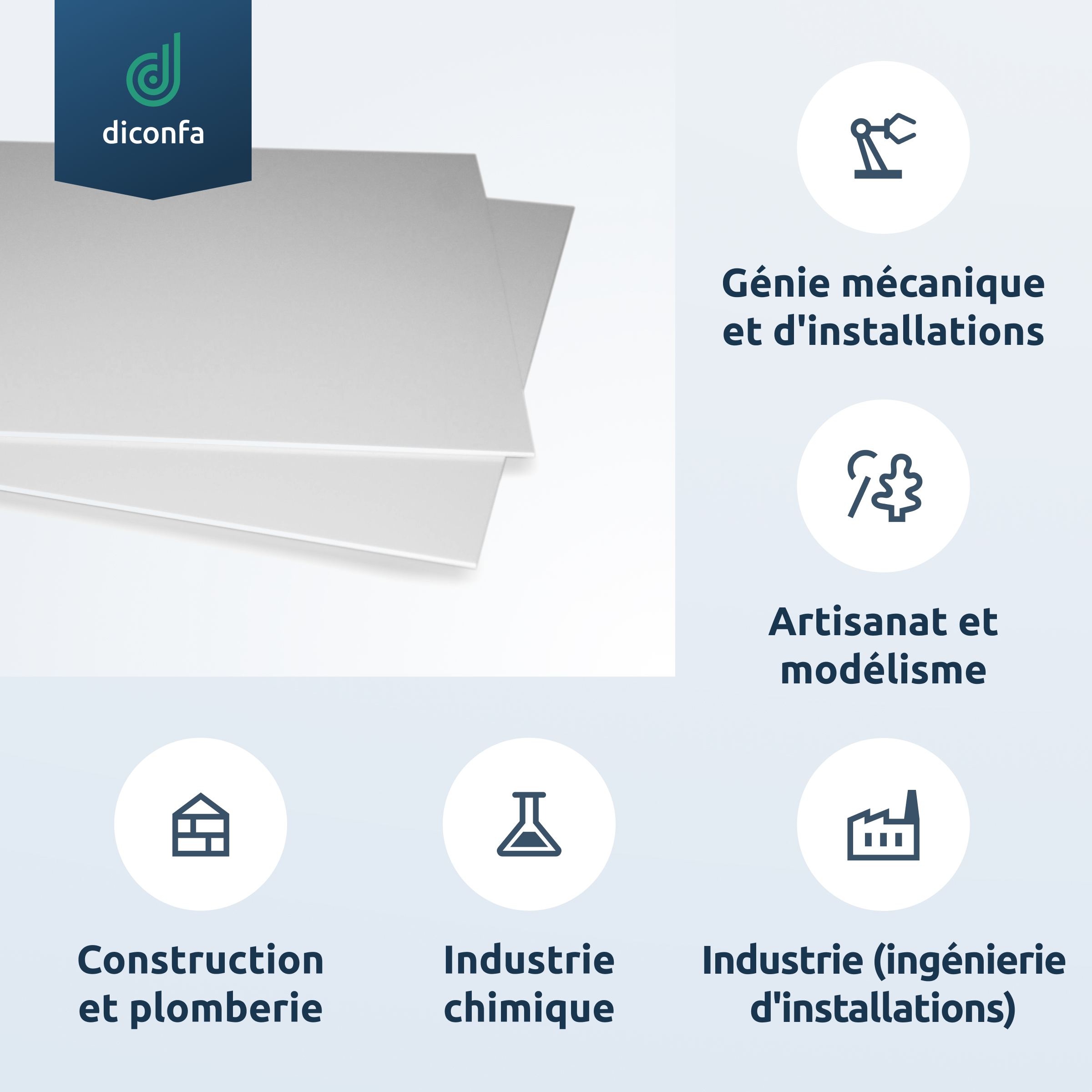 diconfa plaque en plastique polystyrène noir