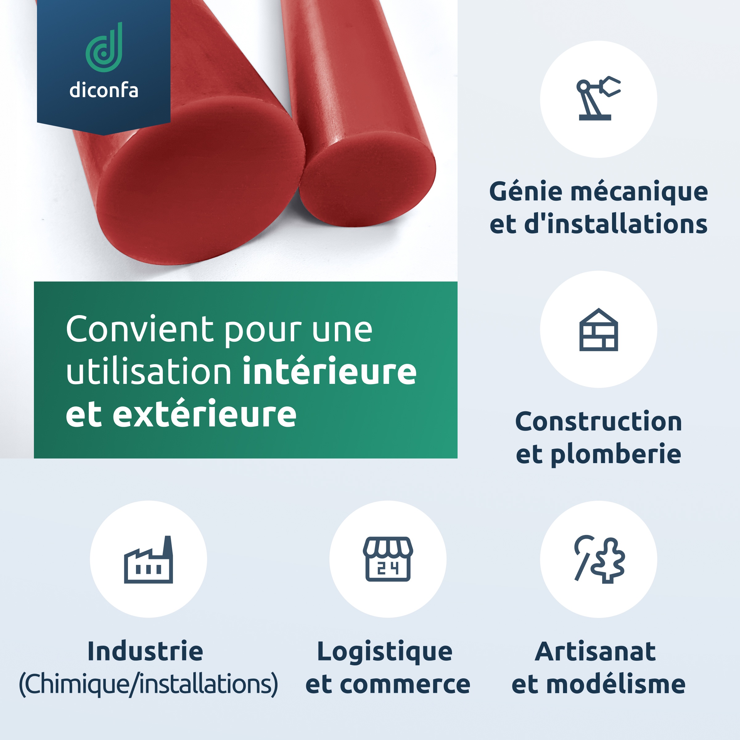 Barre ronde en PVC rouge diconfa sur mesure 