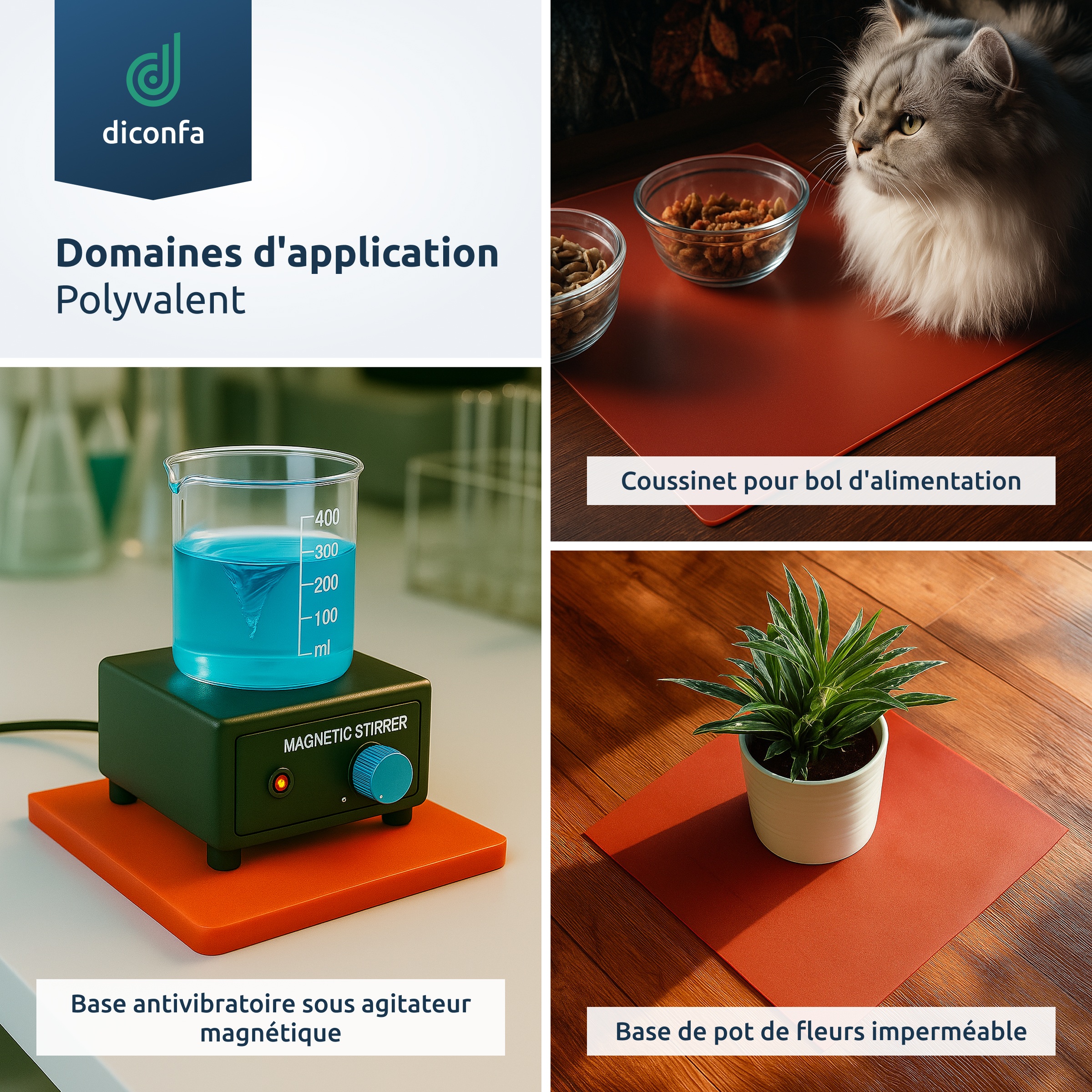 Plaque en silicone rouge sur mesure